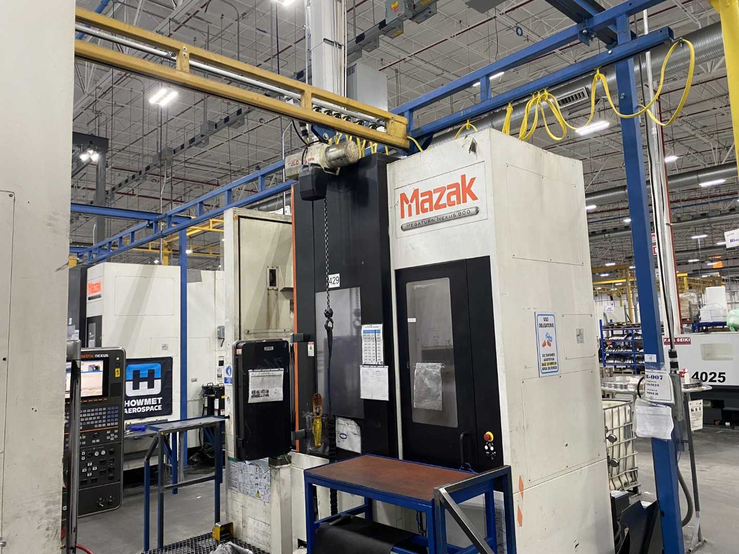 Mazak Megaturn Nexus 900 CNC Vertical Turning Center Mazatrol Matrix Nexus, 18,567 Hours, 2013, 36" Chuck, 39.37" Swing, 36.22" Turn Dia, 31.50" Turn Height, 12-Station Turret