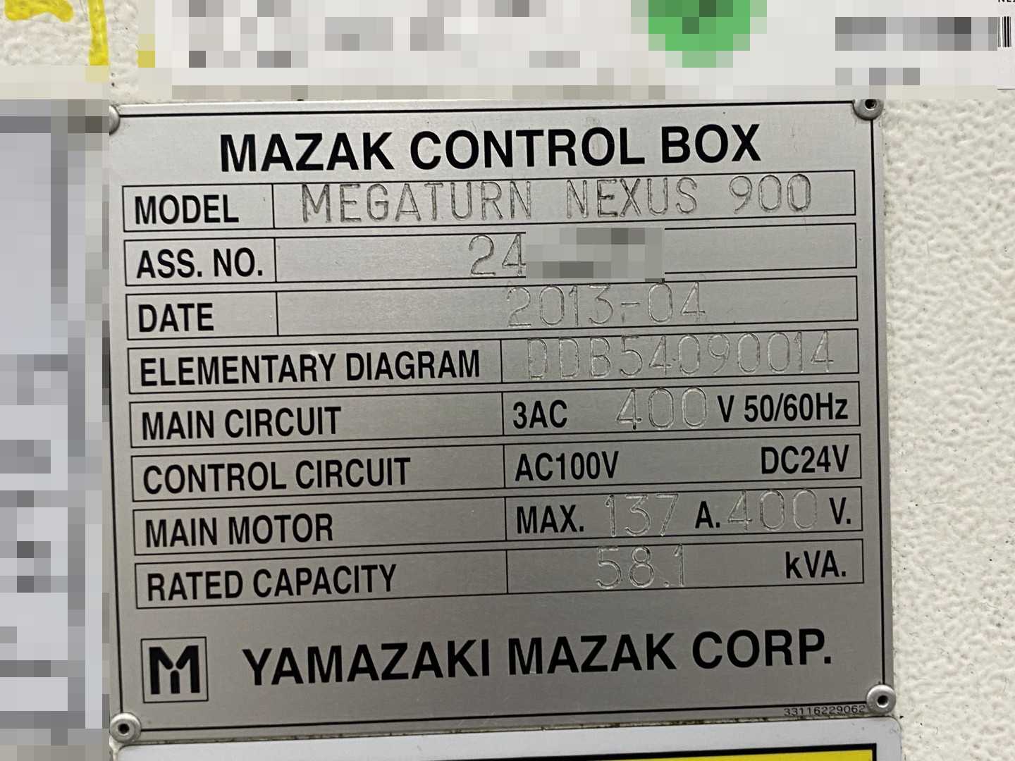 Mazak Megaturn Nexus 900 CNC Vertical Turning Center Mazatrol Matrix Nexus, 2013, 36" Chuck, 39.37" Swing, 36.22" Turn Dia, 31.50" Turn Height, 12-Station Turret