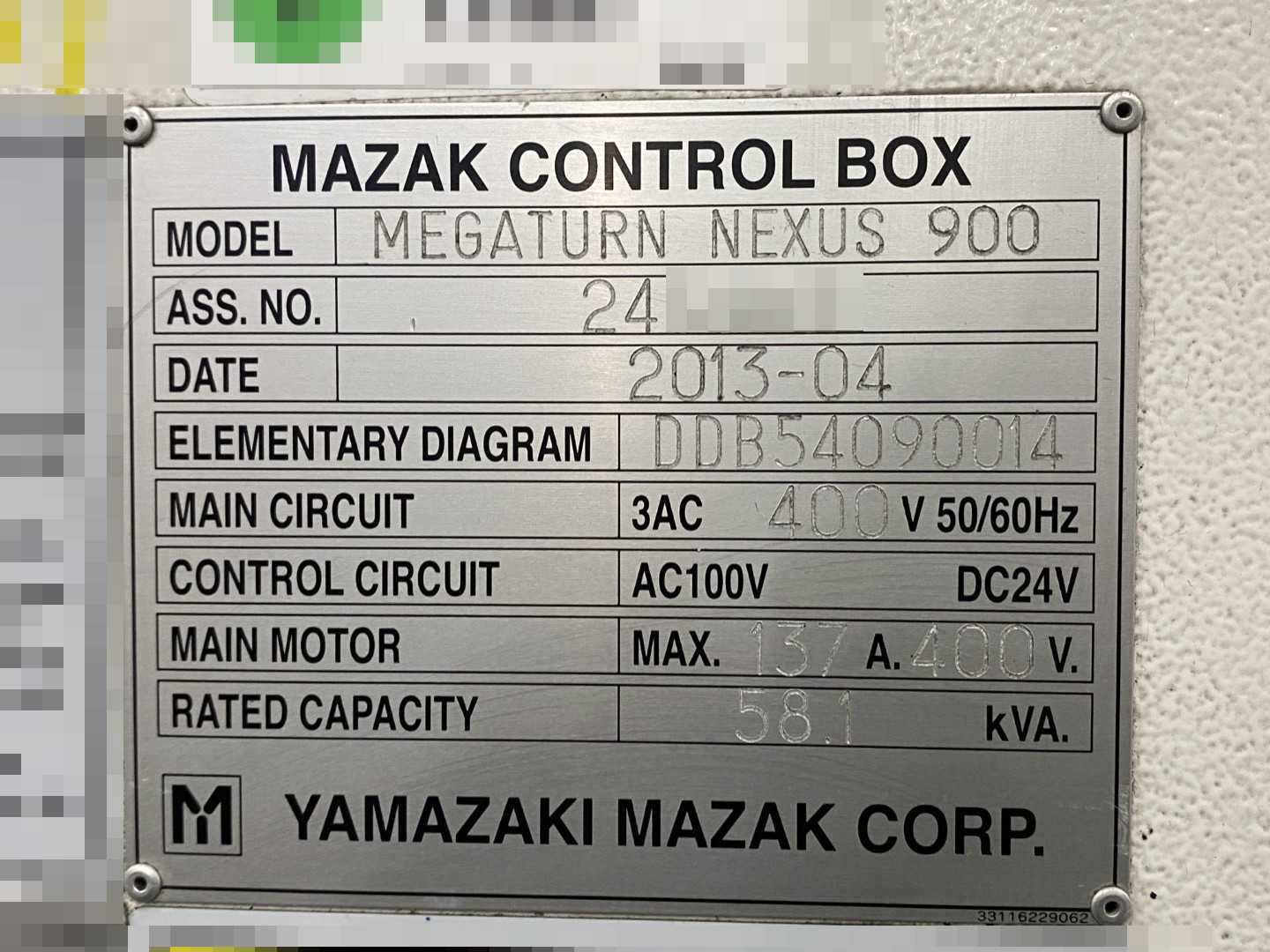 Mazak Megaturn Nexus 900 CNC Vertical Turning Center Mazatrol Matrix Nexus, 18,621 Hours, 2013, 36" Chuck, 39.37" Swing, 36.22" Turn Dia, 31.50" Turn Height, 12-Station Turret