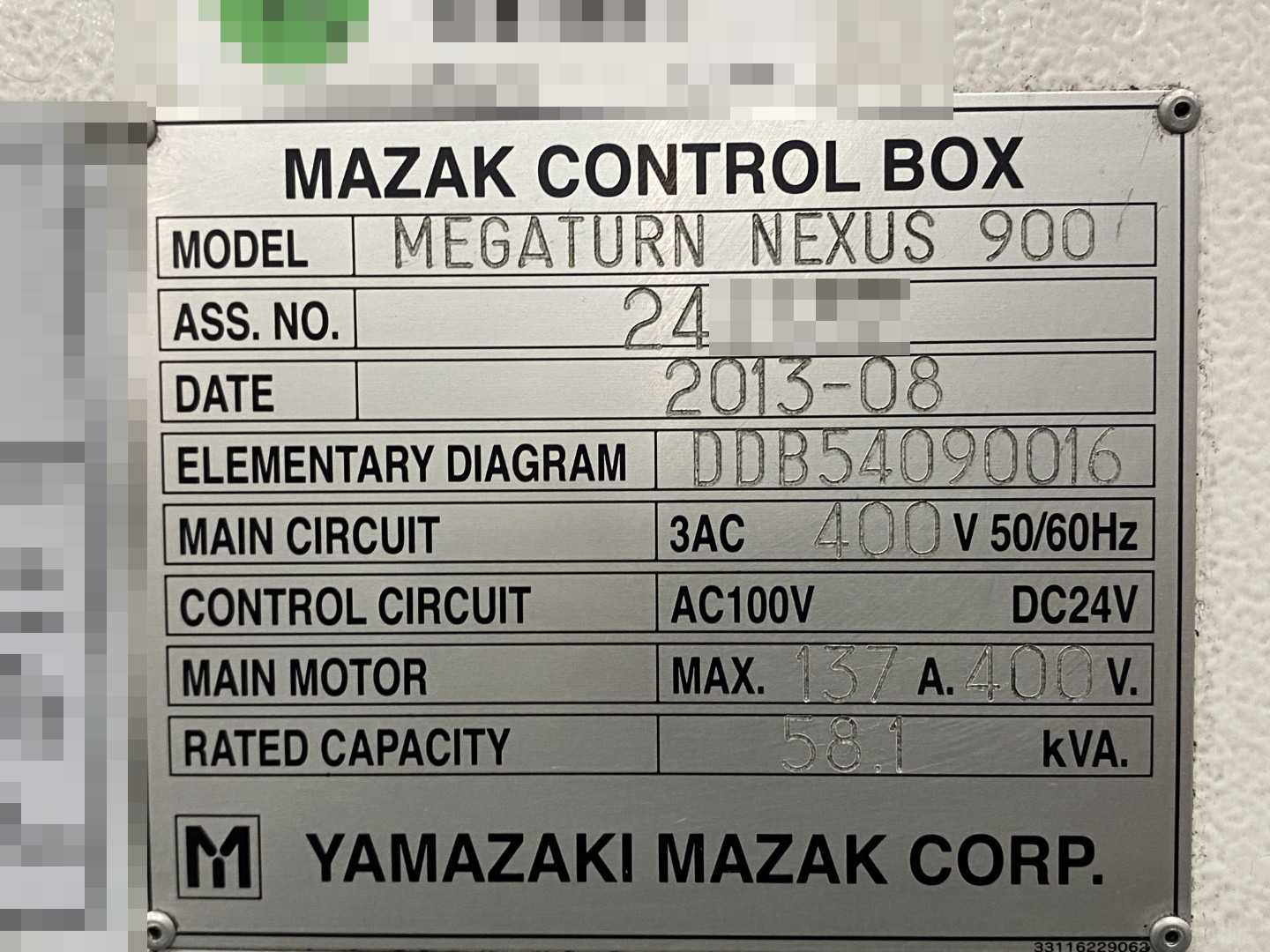 Mazak Megaturn Nexus 900 CNC Vertical Turning Center Mazatrol Matrix Nexus 2, 7,875 Hours, 2013, 36" Chuck, 36.2" Swing, 36.2" Turn Dia, 31.5" Turn Height, 12-Station Turret