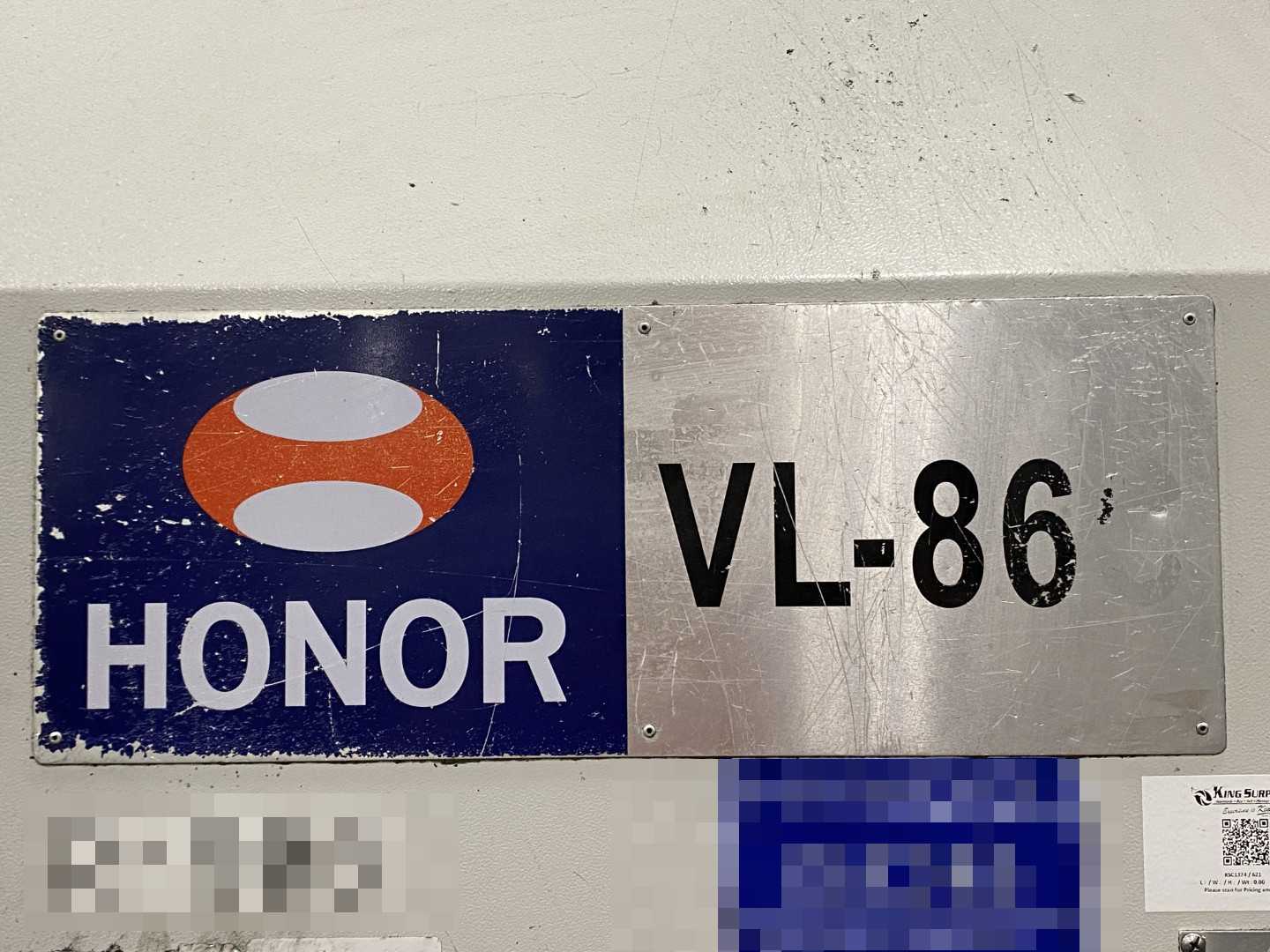 Honor Seiki VL-86C CNC Vertical Turning Center Fanuc 0i-TF, 17,362 Hours, 2016, 32" Table, 37.4" Swing, 37.4" Turn Dia, 25.5" Turn Height, 12-Station Turret, 70 kVA