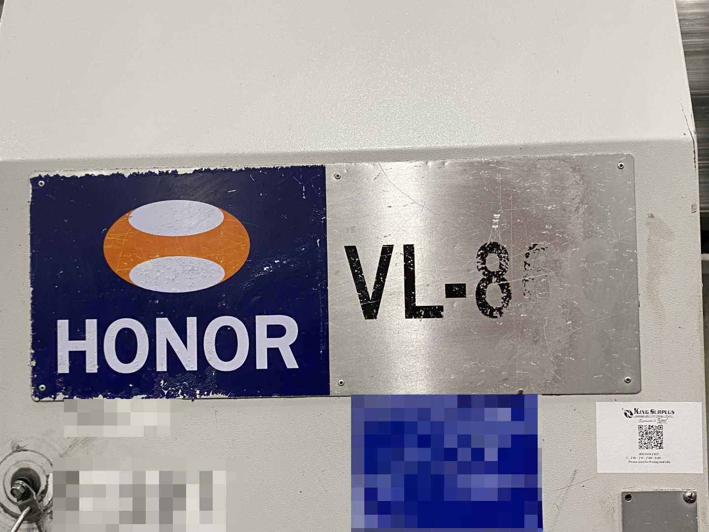 Honor Seiki VL-86C CNC Vertical Turning Center Fanuc 0i-TF, 18,516 Hours, 2016, 32" Table, 37.4" Swing, 37.4" Turn Dia, 25.5" Turn Height, 12-Station Turret, 70 kVA
