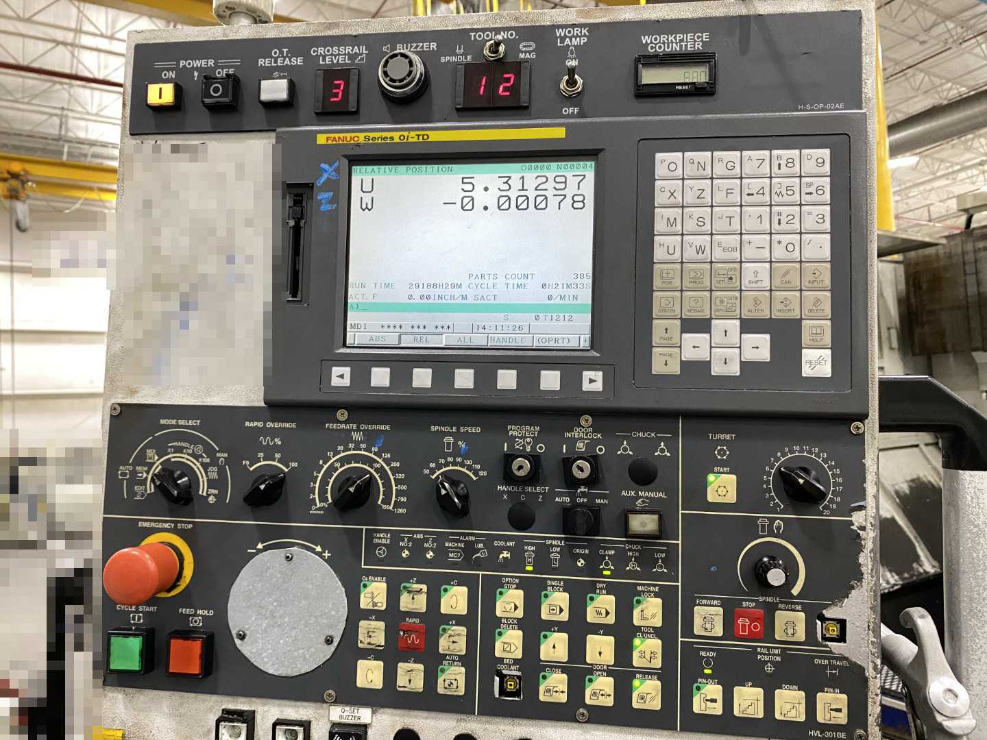 Honor Seiki VL-160C 2012 CNC VTL Vertical Turning Center, Fanuc 0i-TD, 78.7" Swing, 63" Table, 12-ATC, 60 HP, 17,491 Hours