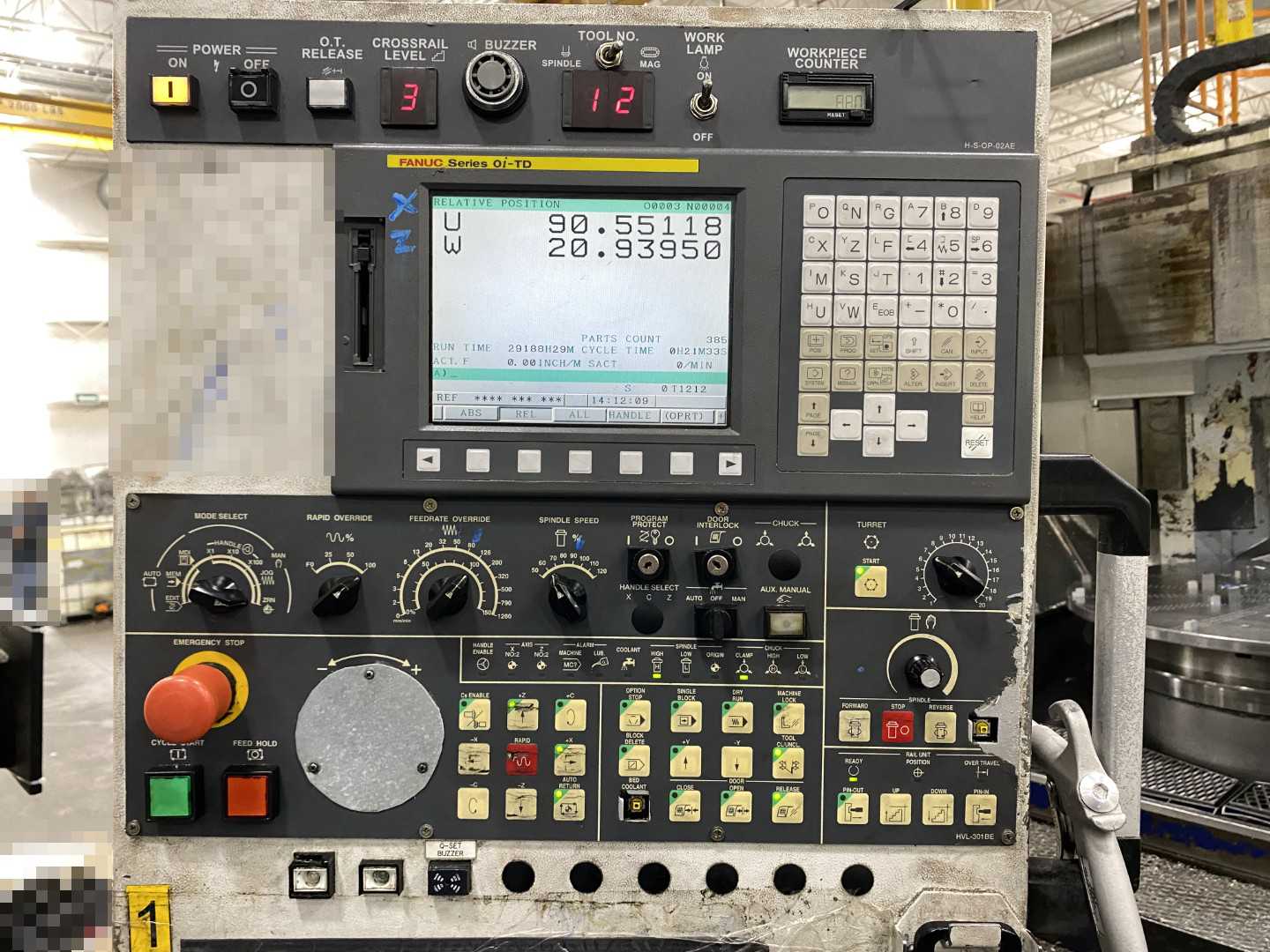 Honor Seiki VL-160C 2012 CNC VTL Vertical Turning Center, Fanuc 0i-TD, 78.7" Swing, 63" Table, 12-ATC, 60 HP, 17,491 Hours