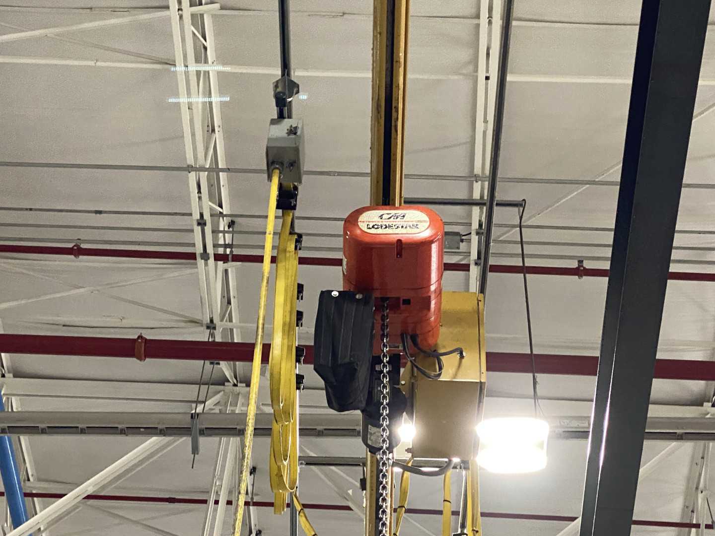 Spanco Freestanding Workstation Bridge 2000 Lbs. Max Capacity 26' x 54' x 18' TS w/ CM Lodestar 1Ton Hoist. 460V, 3-Phase, 1 HP