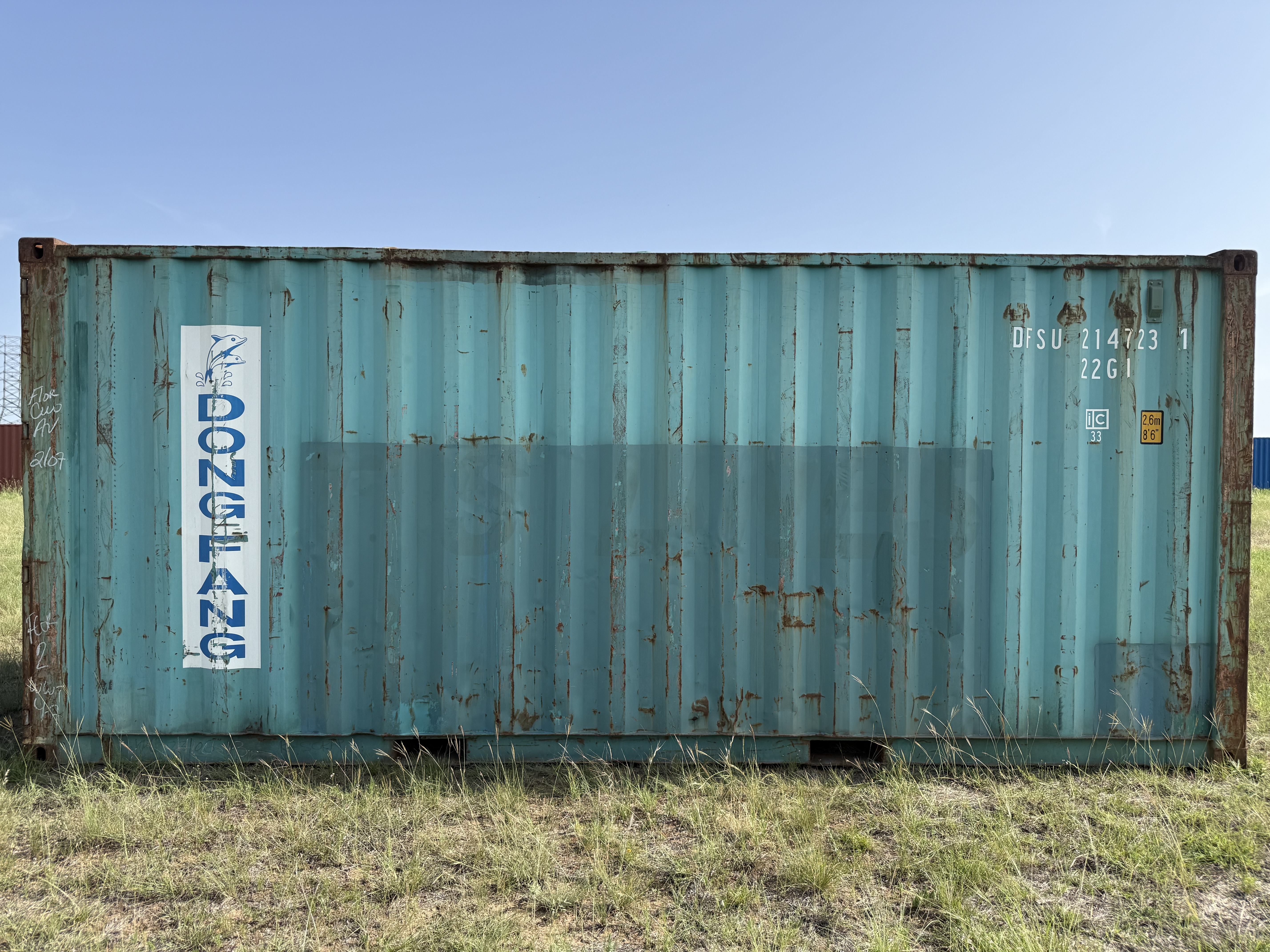 20' Container USED WIND & WEATHER TIGHT GRADE C, STANDARD 8'6" TALL 2 DOOR pockets std handles