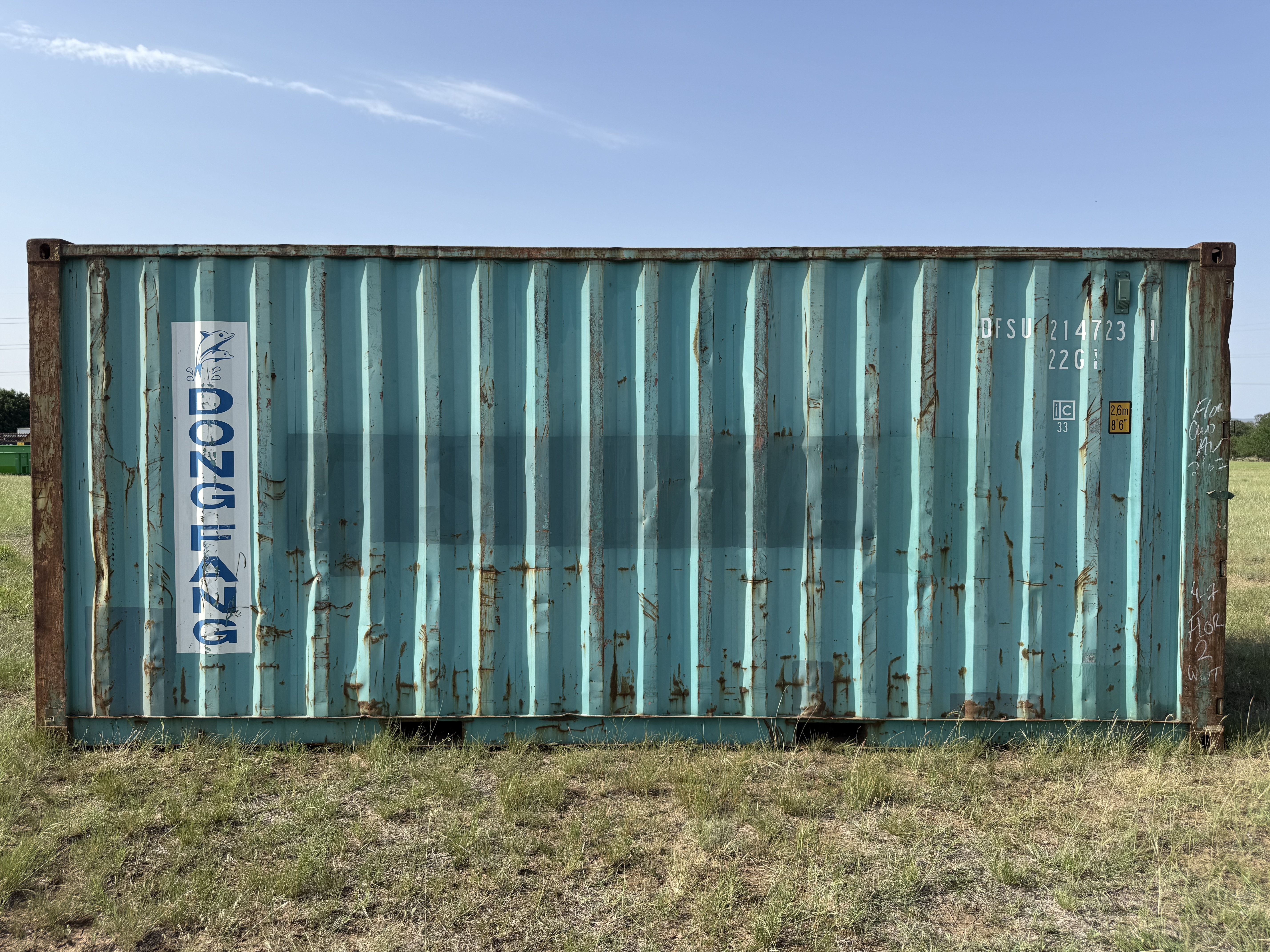 20' Container USED WIND & WEATHER TIGHT GRADE C, STANDARD 8'6" TALL 2 DOOR pockets std handles