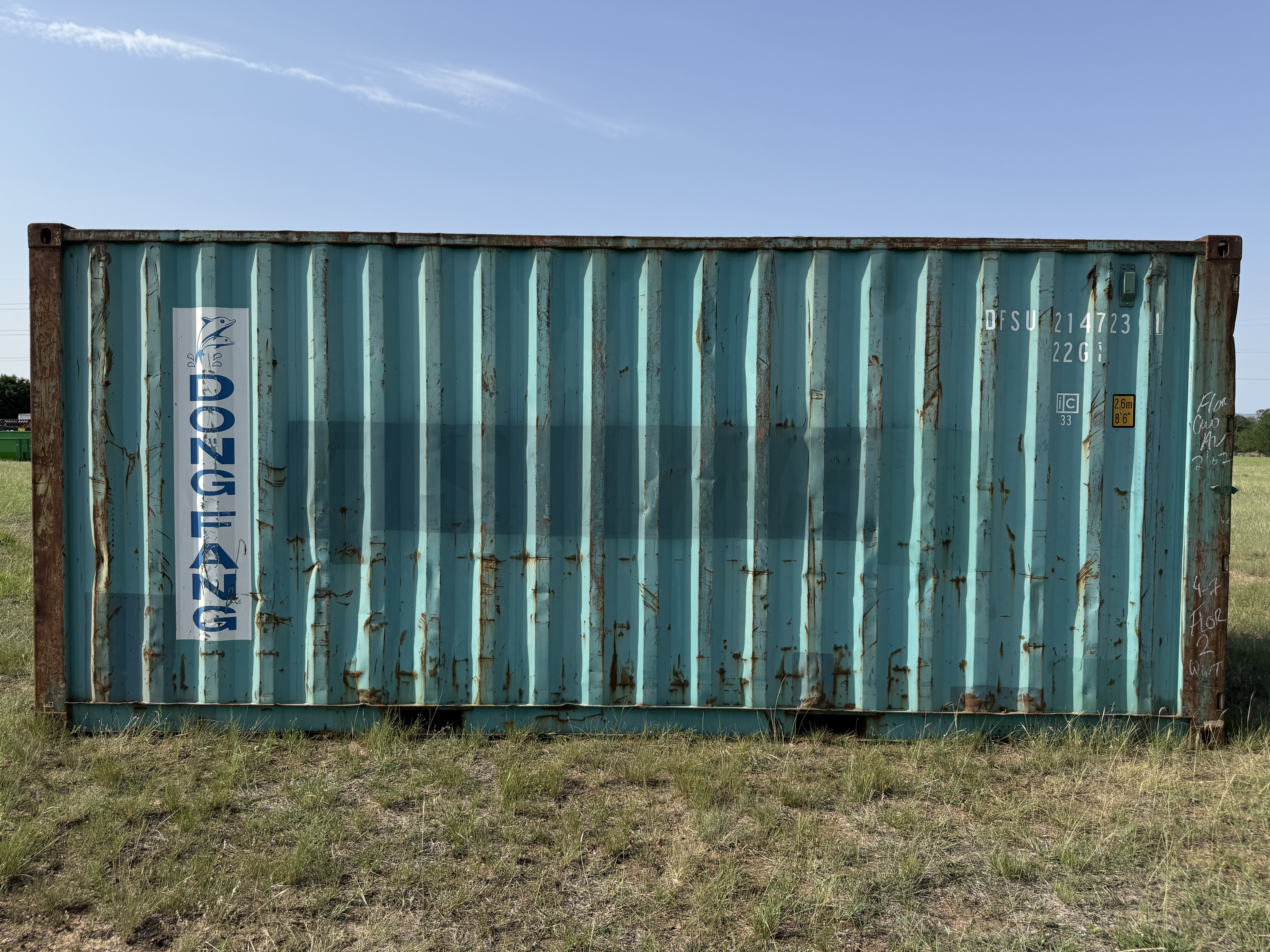 20' Container USED WIND & WEATHER TIGHT GRADE C, STANDARD 8'6" TALL 2 DOOR pockets std handles