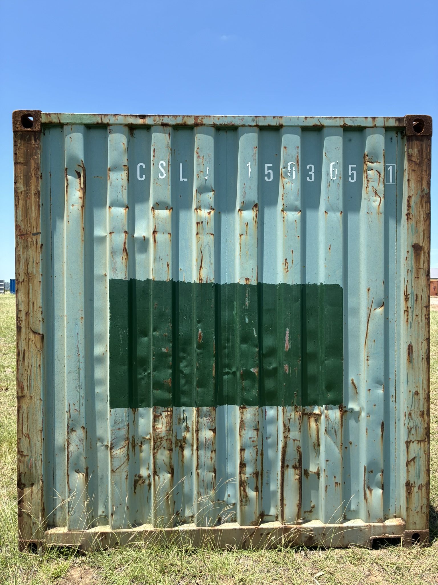 20' Container USED WIND & WEATHER TIGHT GRADE B, STANDARD 8'6" TALL 2 DOOR pockets std handles