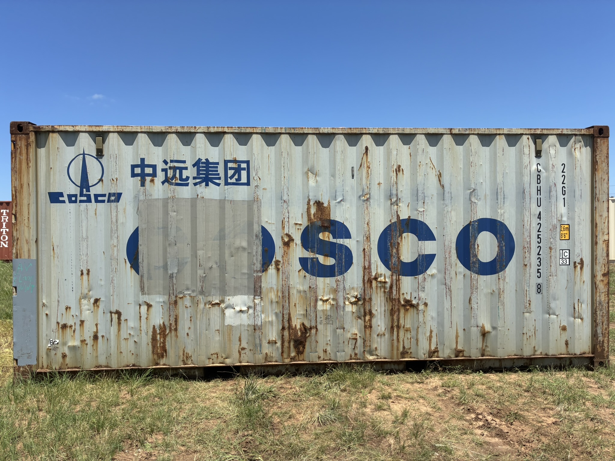 20' Container USED WIND & WEATHER TIGHT GRADE B, STANDARD 8'6" TALL 2 DOOR pockets std handles