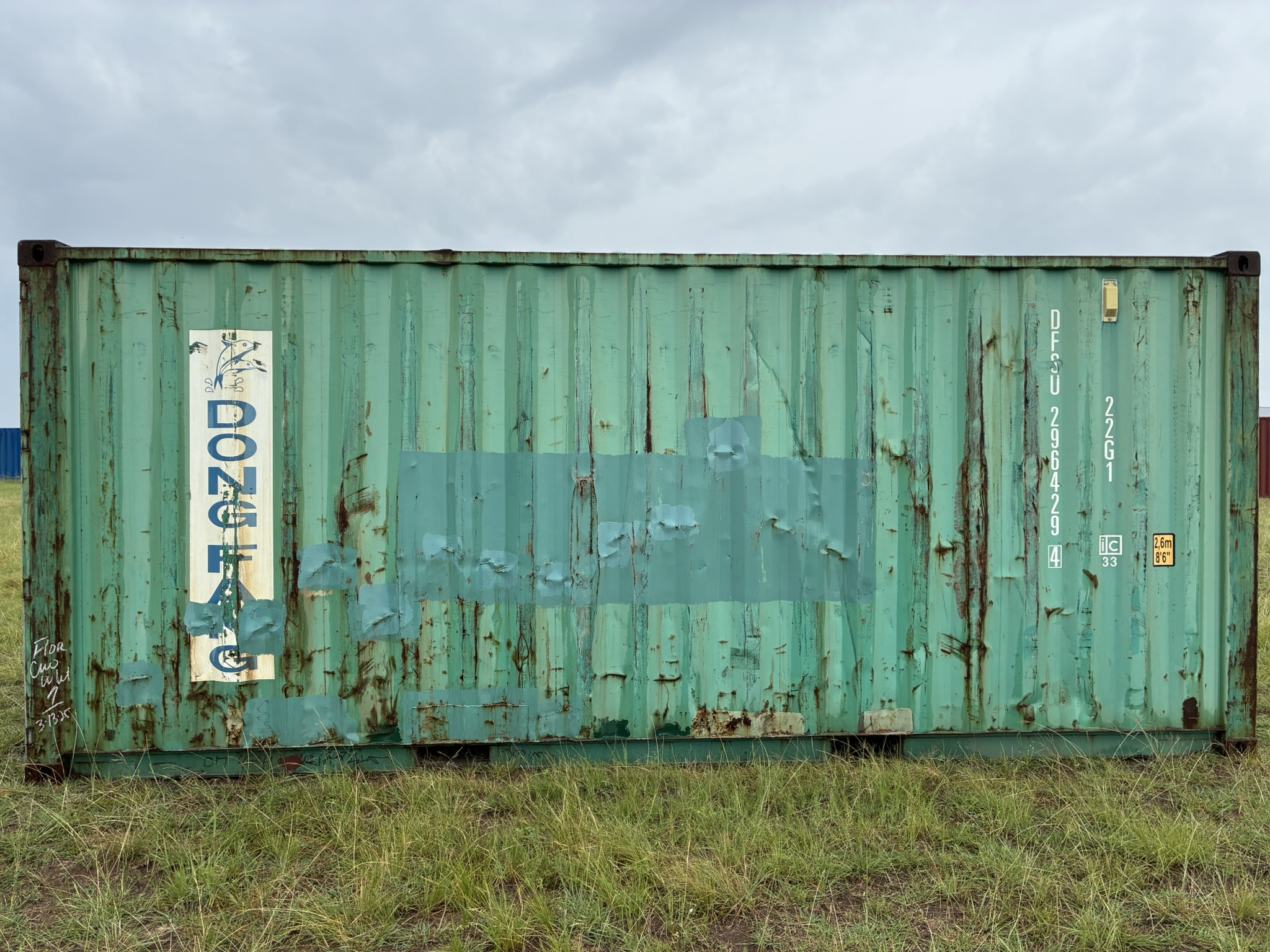 20' Container USED WIND & WEATHER TIGHT GRADE C, STANDARD 8'6" TALL 2 DOOR pockets std handles