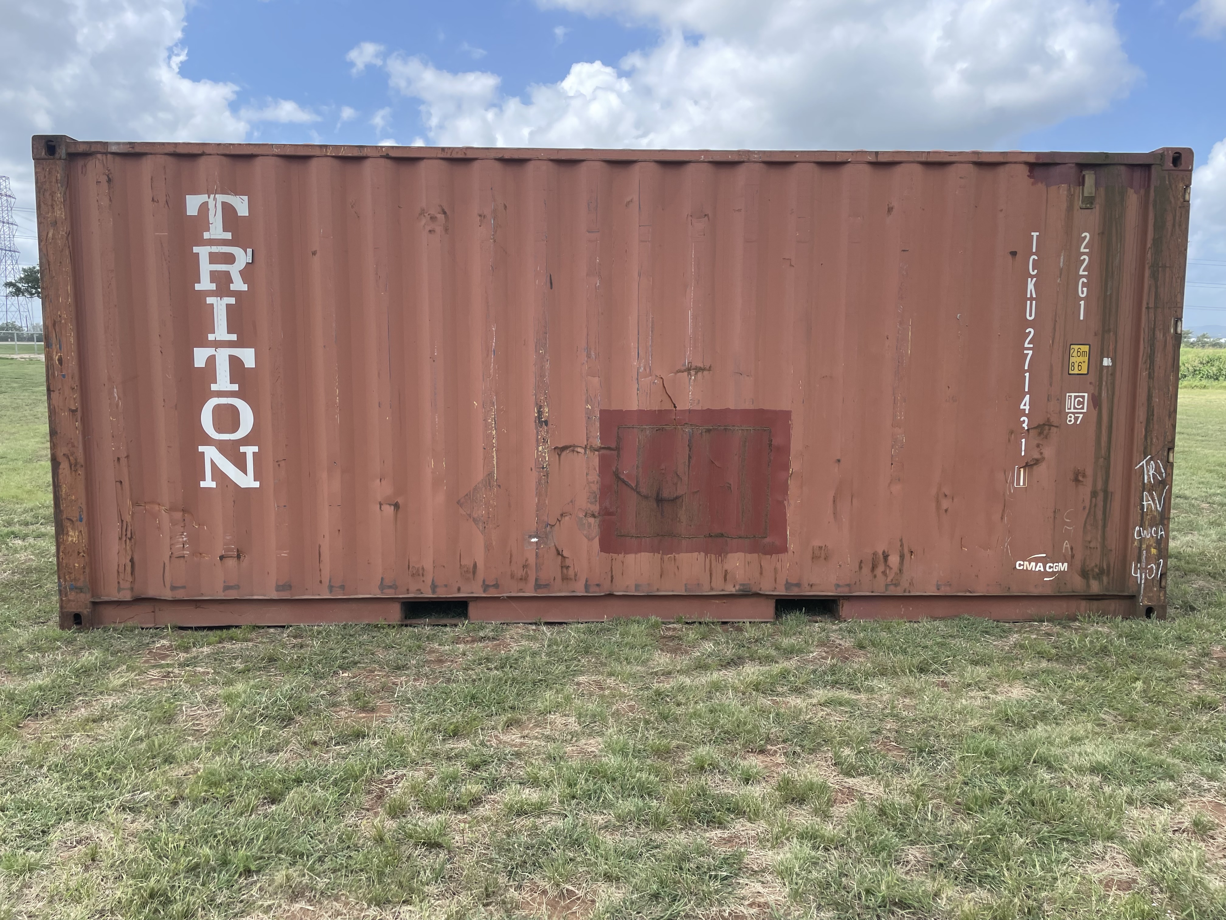 2007 20' Container USED WIND & WEATHER TIGHT GRADE B, STANDARD 8'6" TALL 2 DOOR pockets std handles - 271431
