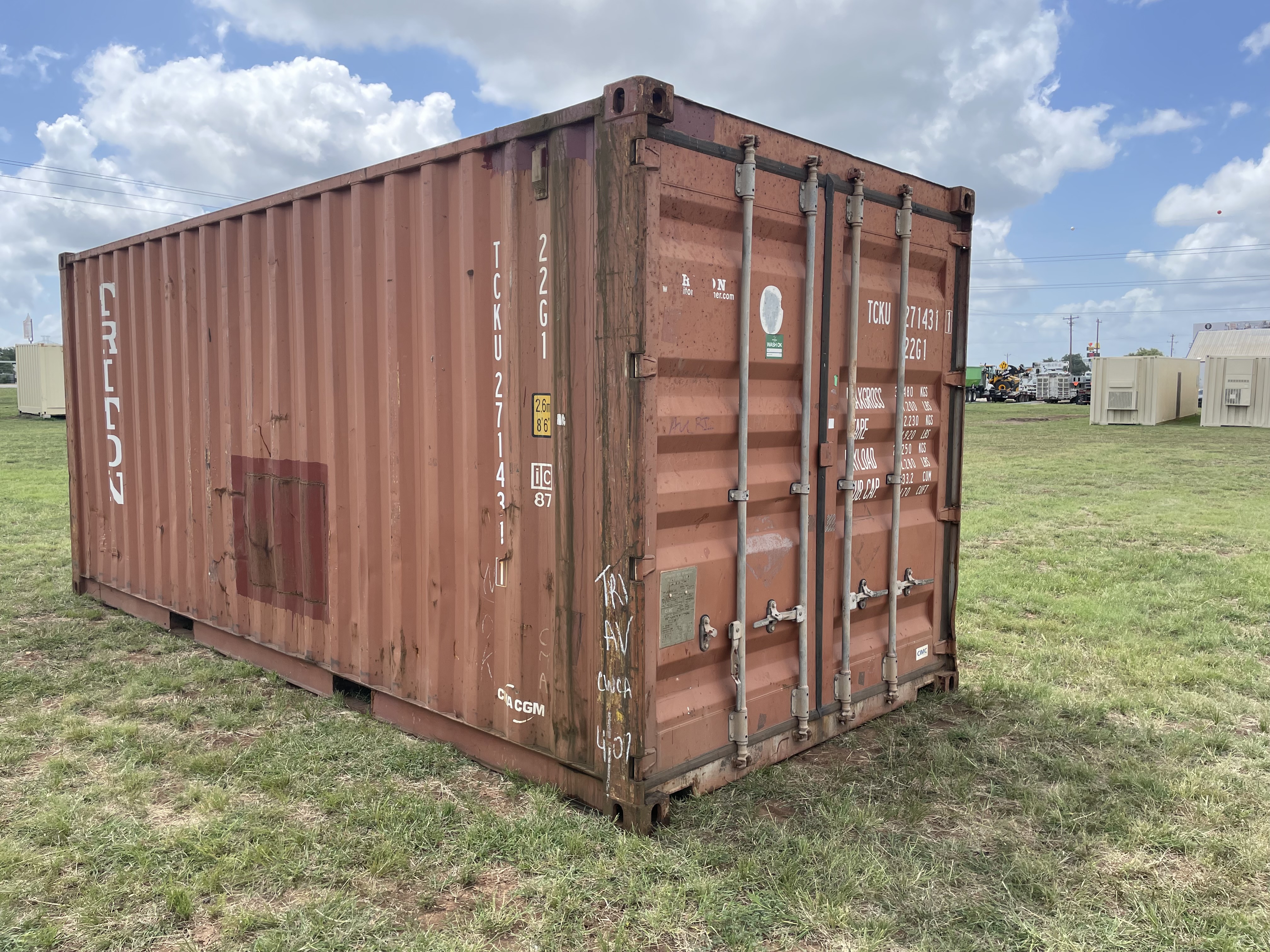 2007 20' Container USED WIND & WEATHER TIGHT GRADE B, STANDARD 8'6" TALL 2 DOOR pockets std handles - 271431