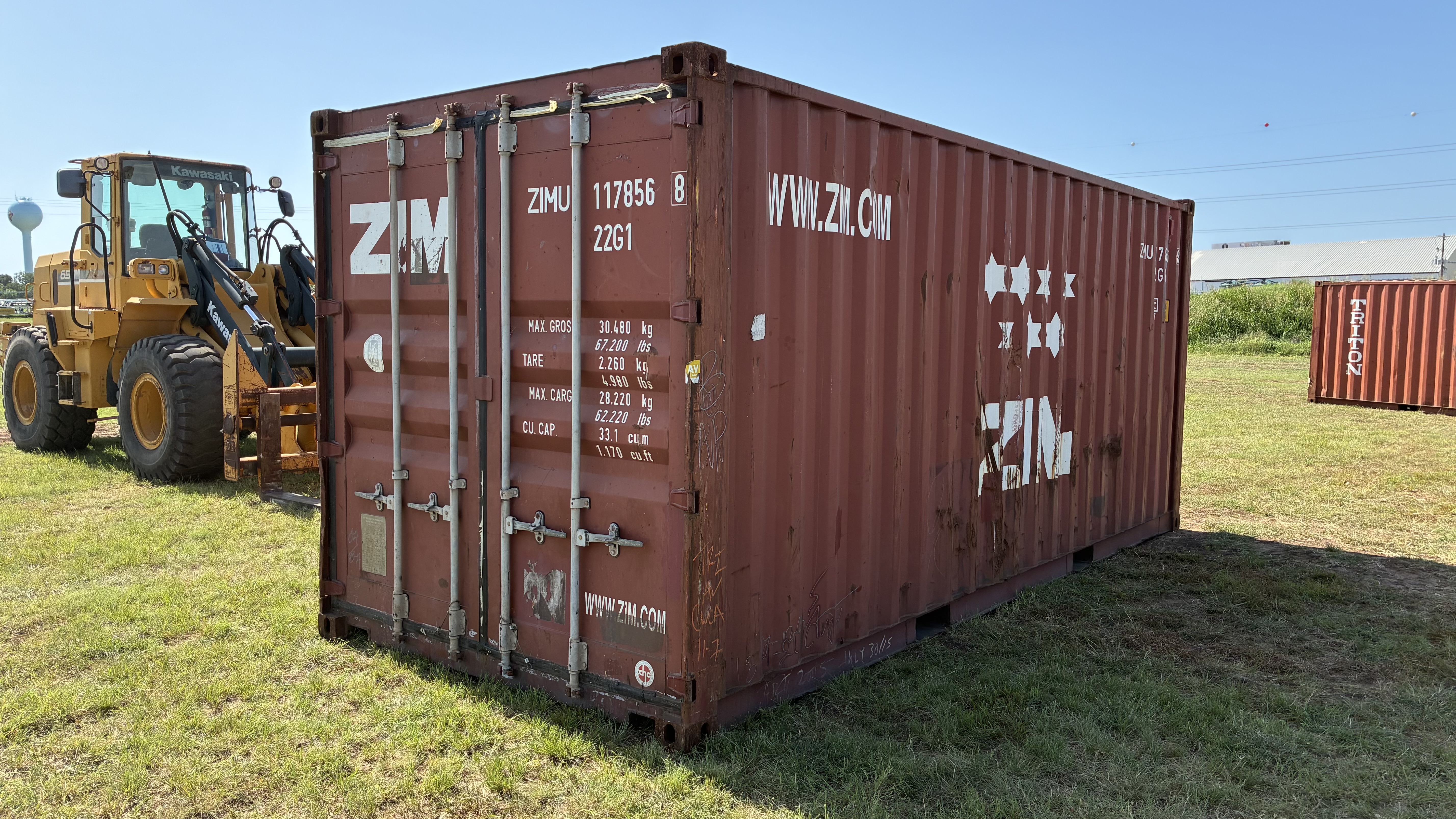 2007 20' Container USED WIND & WEATHER TIGHT GRADE B, STANDARD 8'6" TALL 2 DOOR pockets std handles - 117856