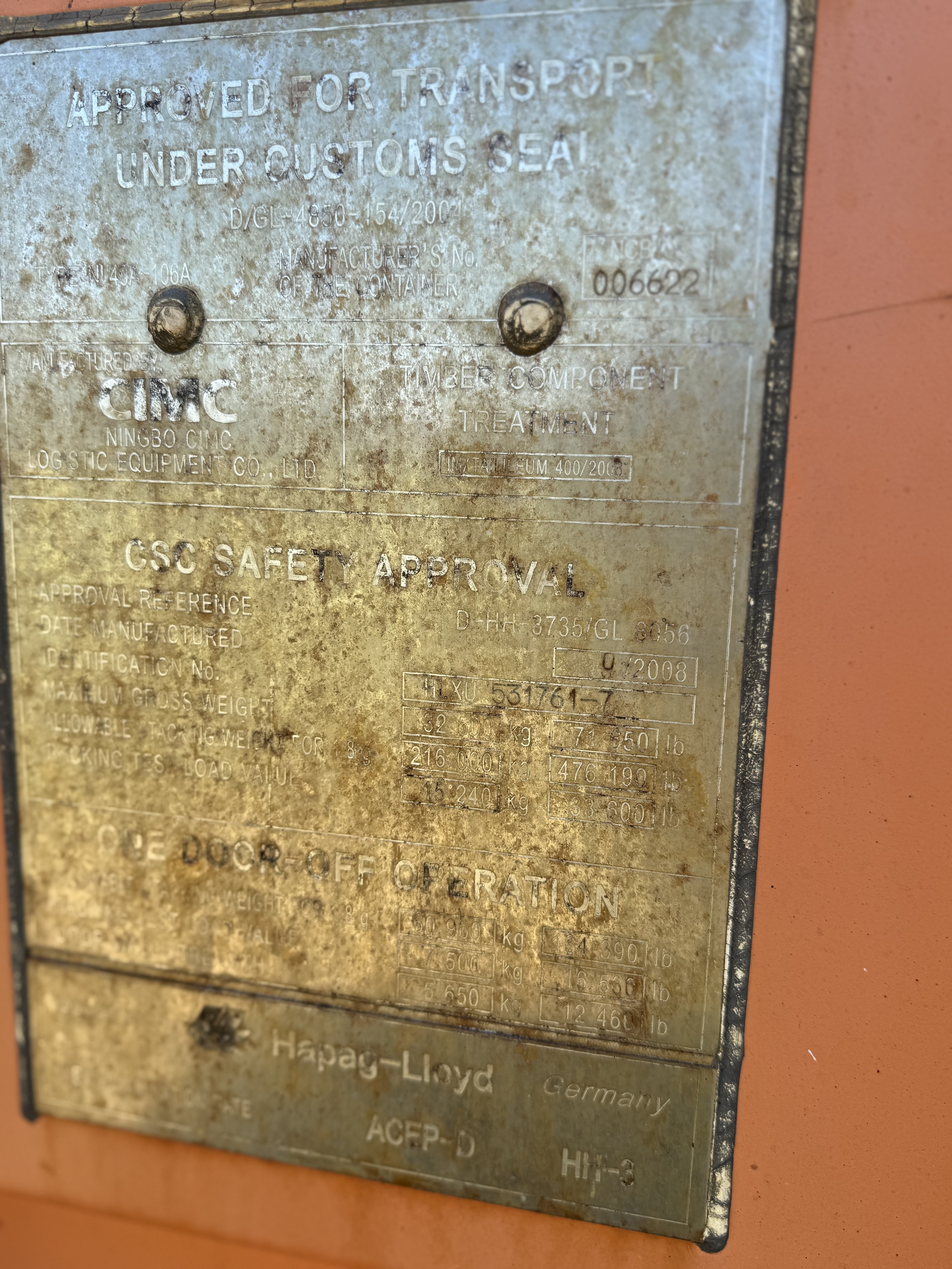 2008 40ft STD 8'6" Shipping Container 2 Door End STD handle - 531761