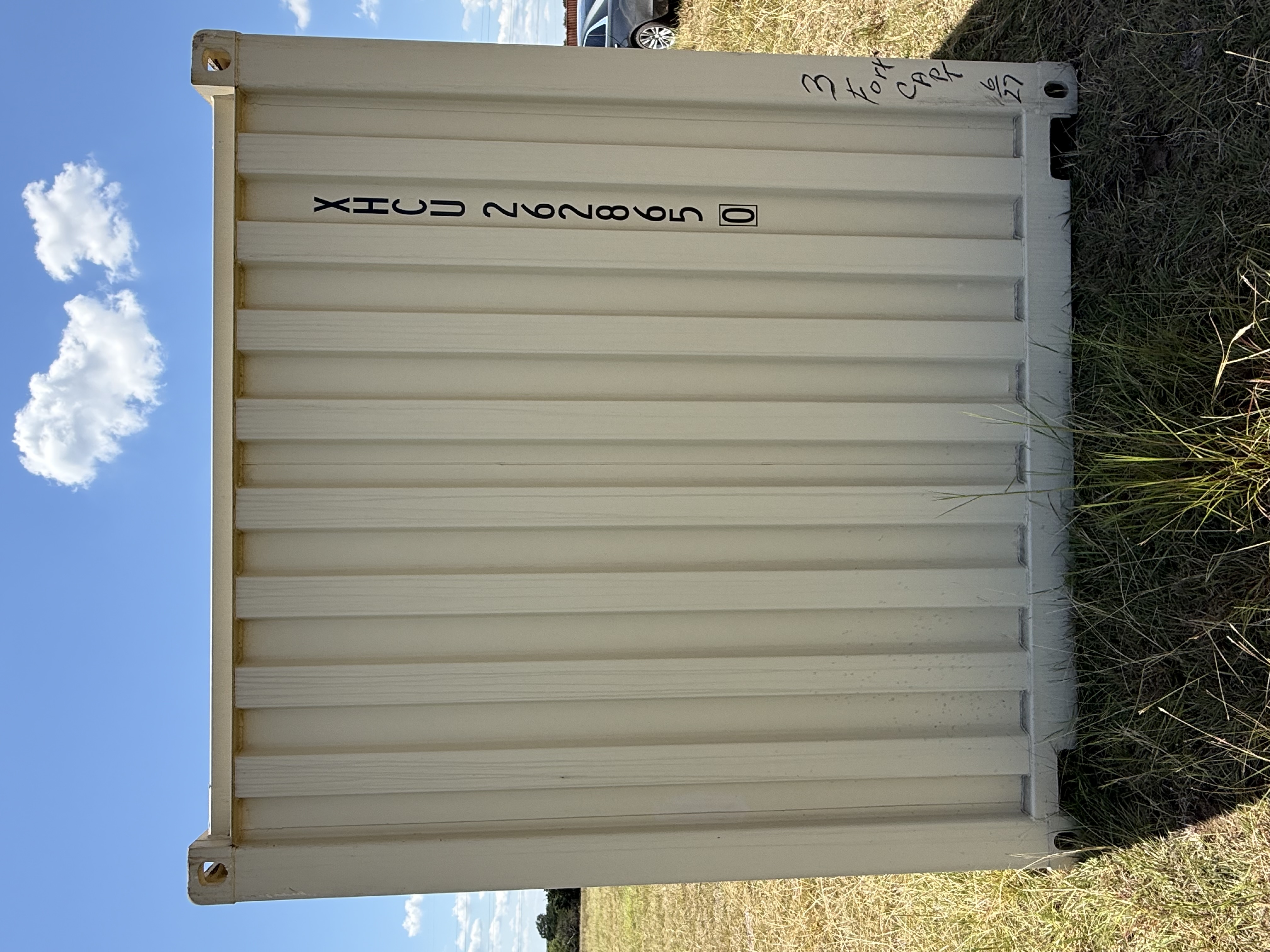20' Container NEW, STANDARD 8'6" TALL, LIGHT IVORY, 2 DOOR, Lock box & Easy Open Handle