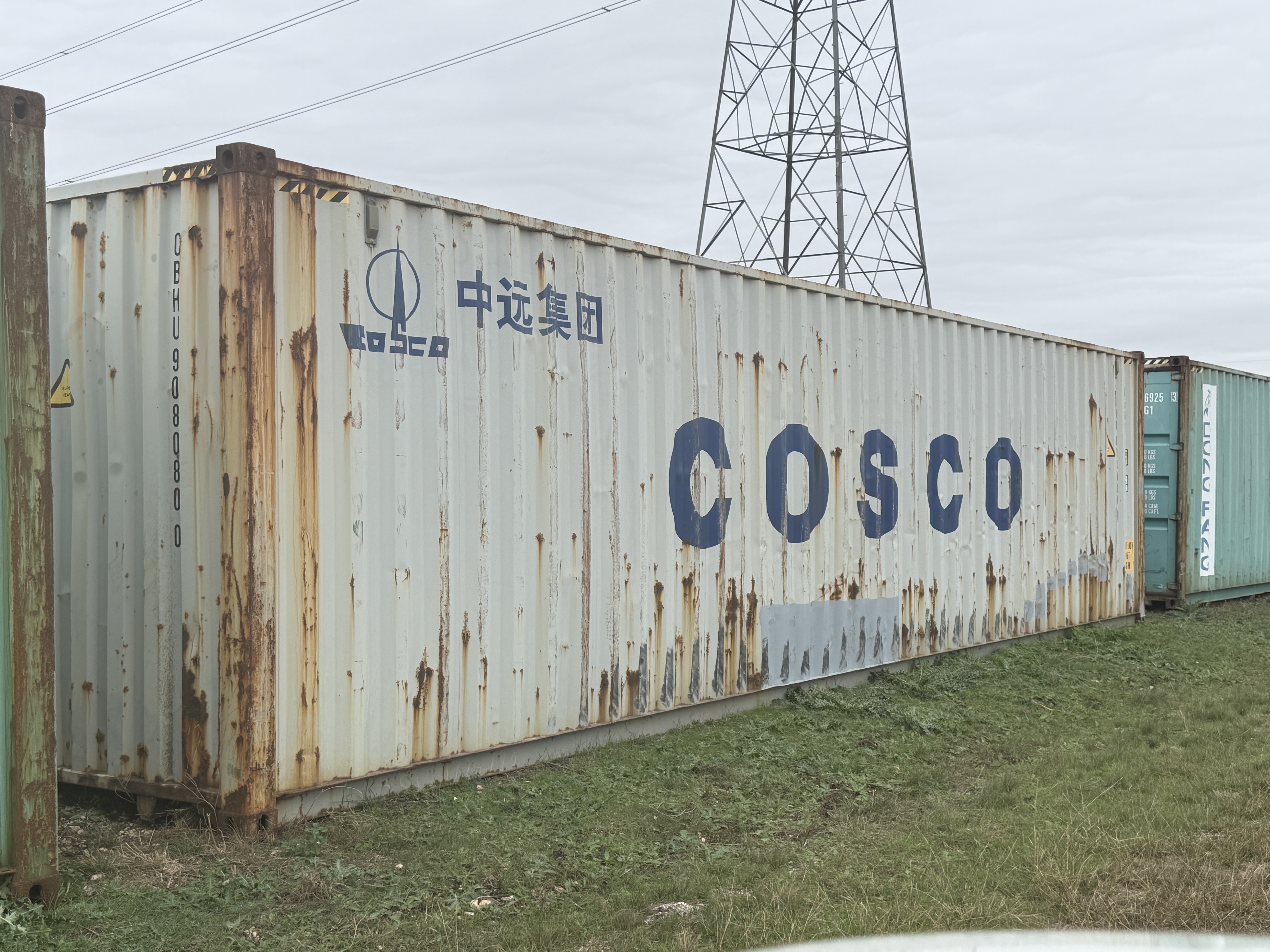 40' Container USED WIND AND WATER TIGHT, HIGH CUBE 9'6" TALL, 2 DOOR STD handles