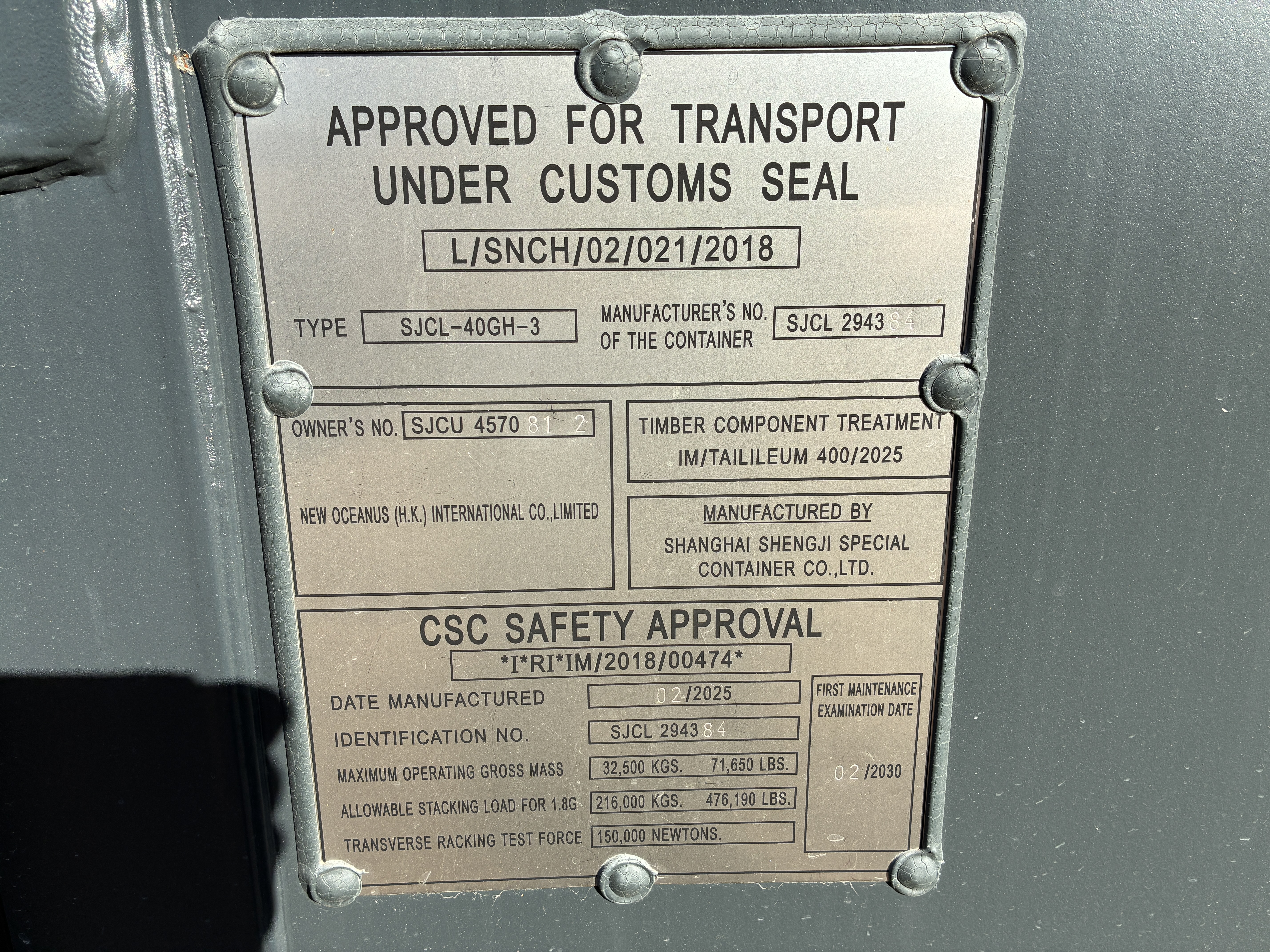 1 Trip 40ft High Cube Container - Dark Grey - 457081