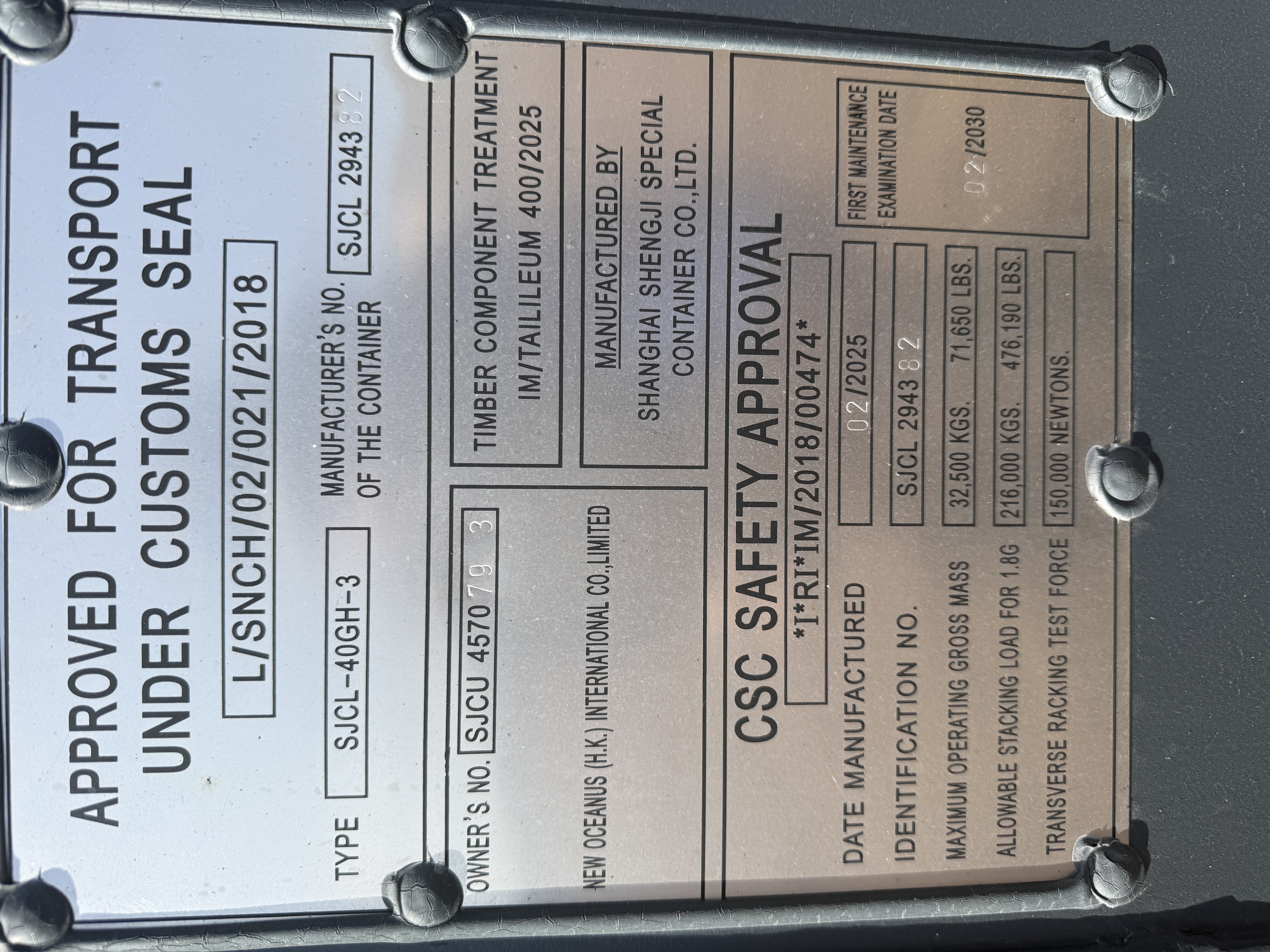 1 Trip 40ft High Cube Container - Minor Damage - Dark Grey - 457079