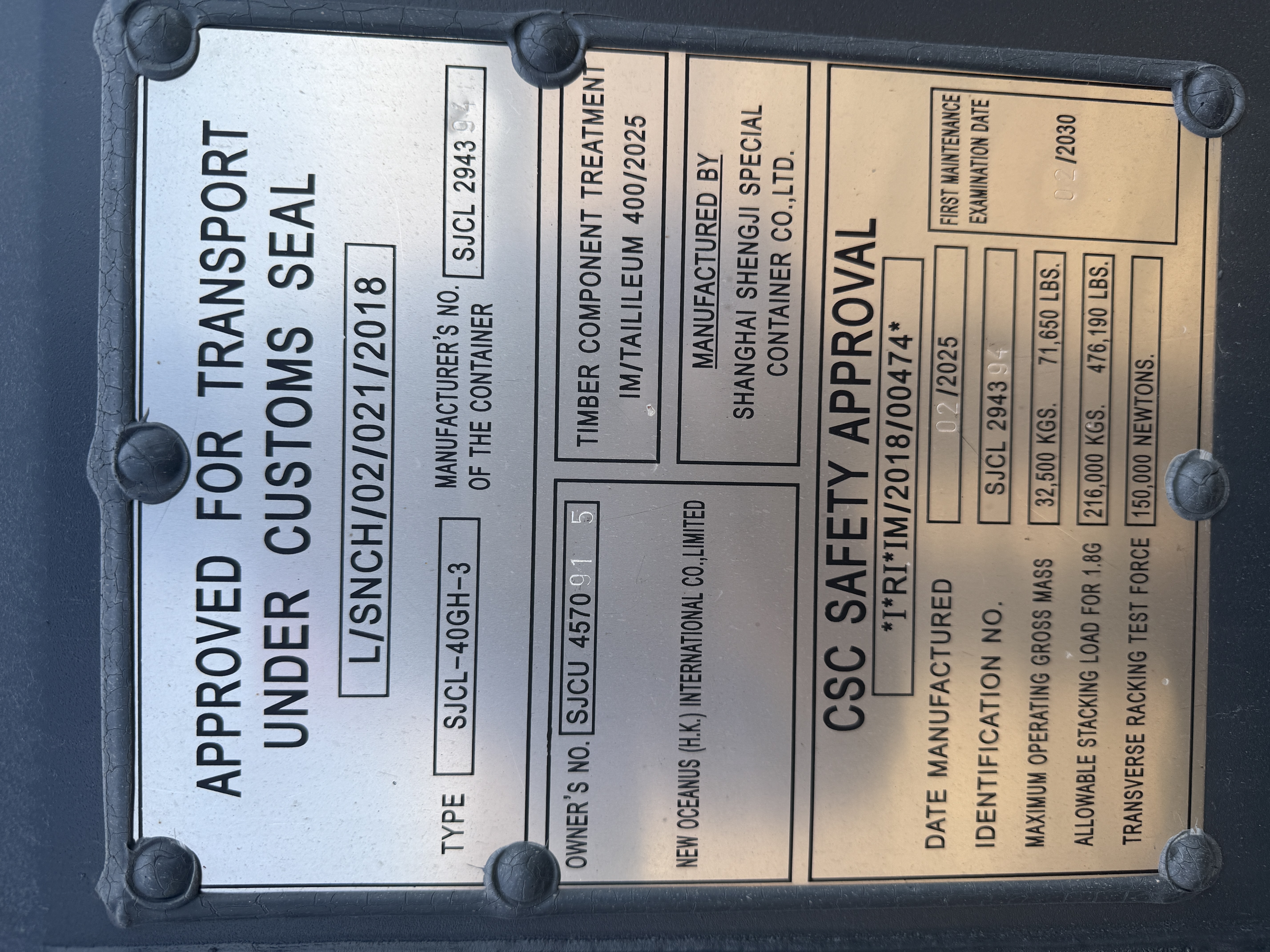 1 Trip 40ft High Cube Container - Dark Grey - 457091