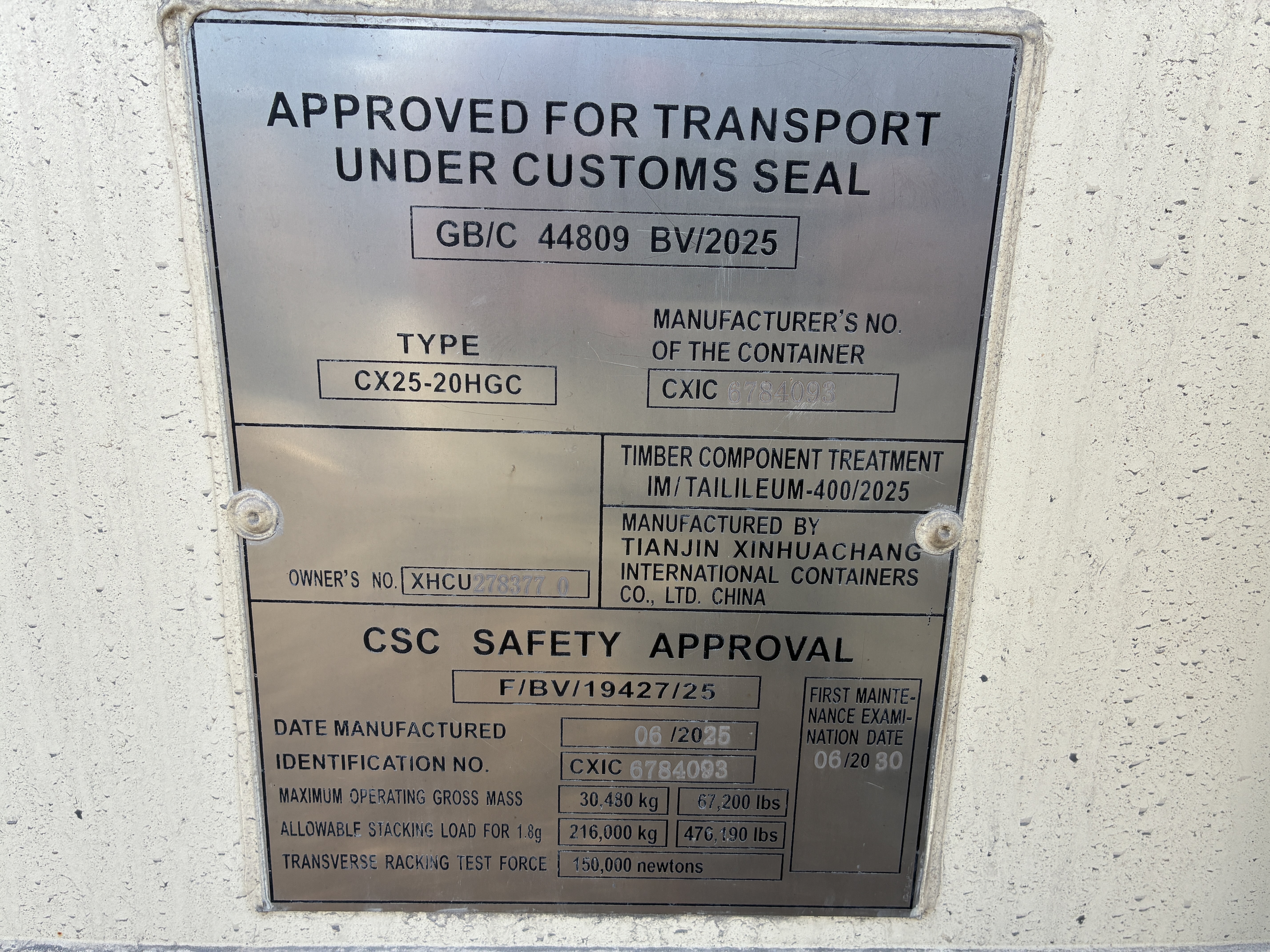 2025 - 1 trip 20ft Container RAL1015 - 278377