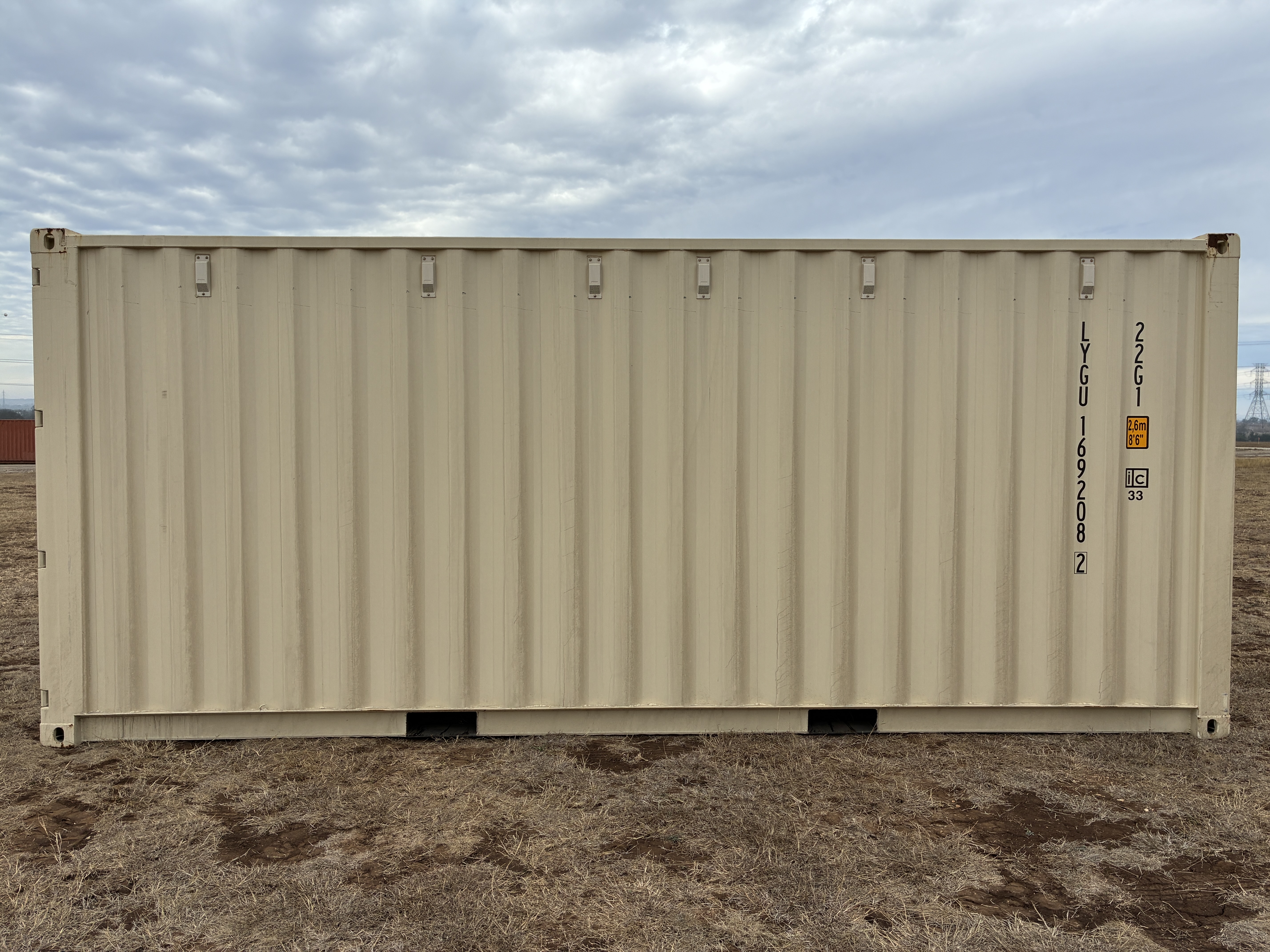 2025 - 20' Container NEW, STANDARD 8'6" TALL, LIGHT IVORY, 2 DOOR, Lock box & STD Handle - 169208