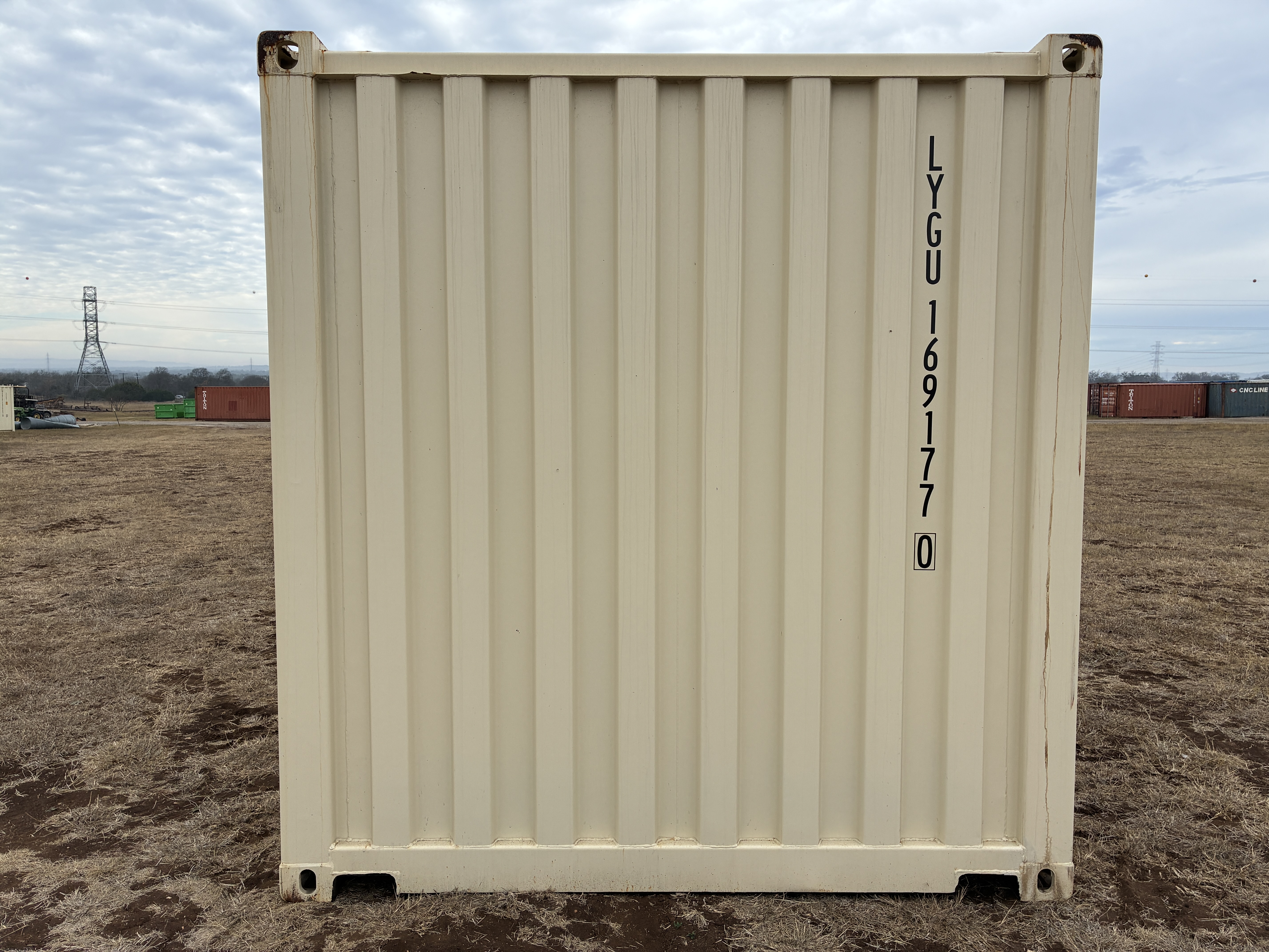 2025 - 20' Container NEW, STANDARD 8'6" TALL, LIGHT IVORY, 2 DOOR, Lock box & STD Handle - 169177