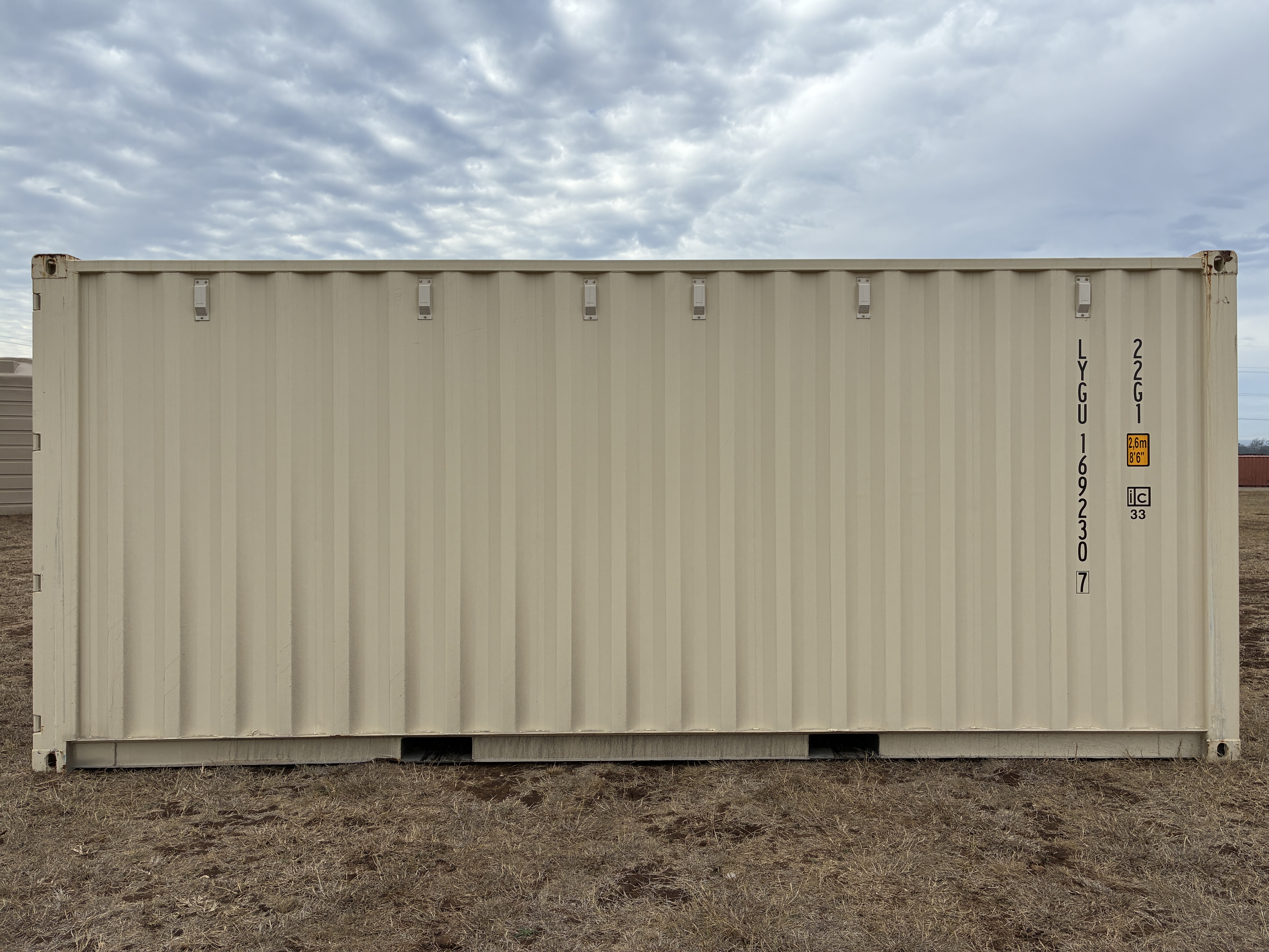 2025 - 20' Container NEW, STANDARD 8'6" TALL, LIGHT IVORY, 2 DOOR, Lock box & STD Handle - 169230
