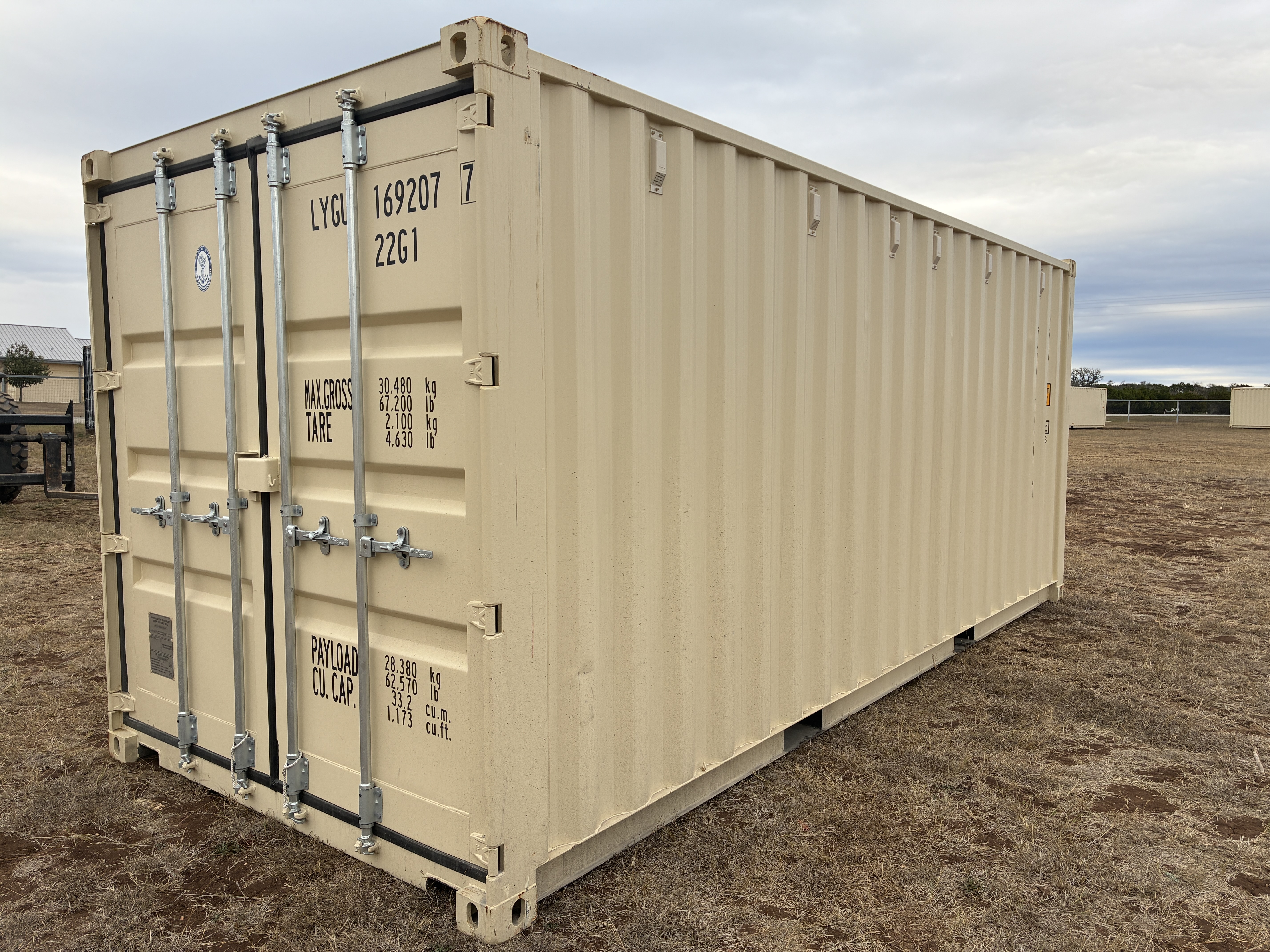 2025 - 20' Container NEW, STANDARD 8'6" TALL, LIGHT IVORY, 2 DOOR, Lock box & STD Handle - 169207