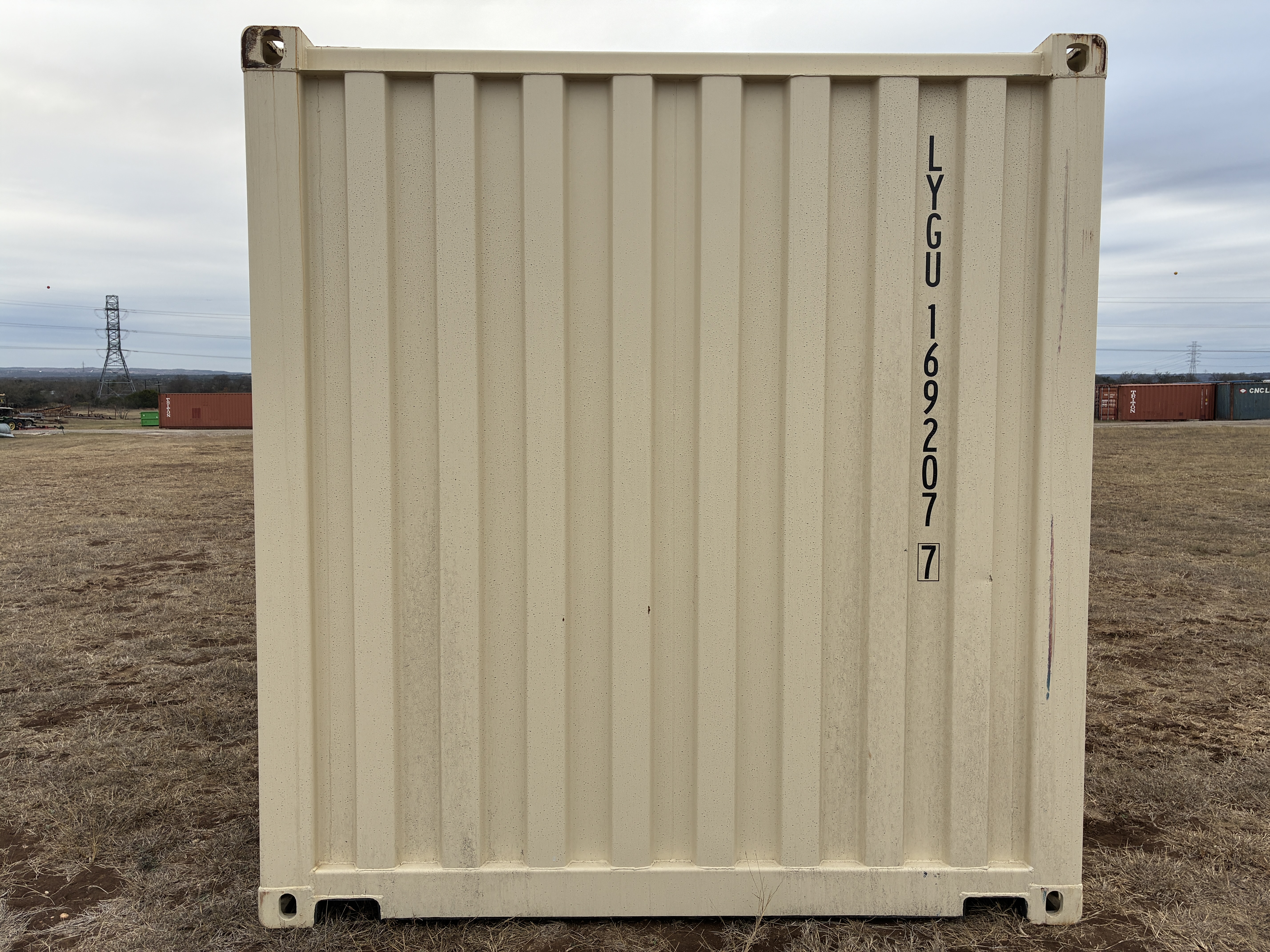 2025 - 20' Container NEW, STANDARD 8'6" TALL, LIGHT IVORY, 2 DOOR, Lock box & STD Handle - 169207