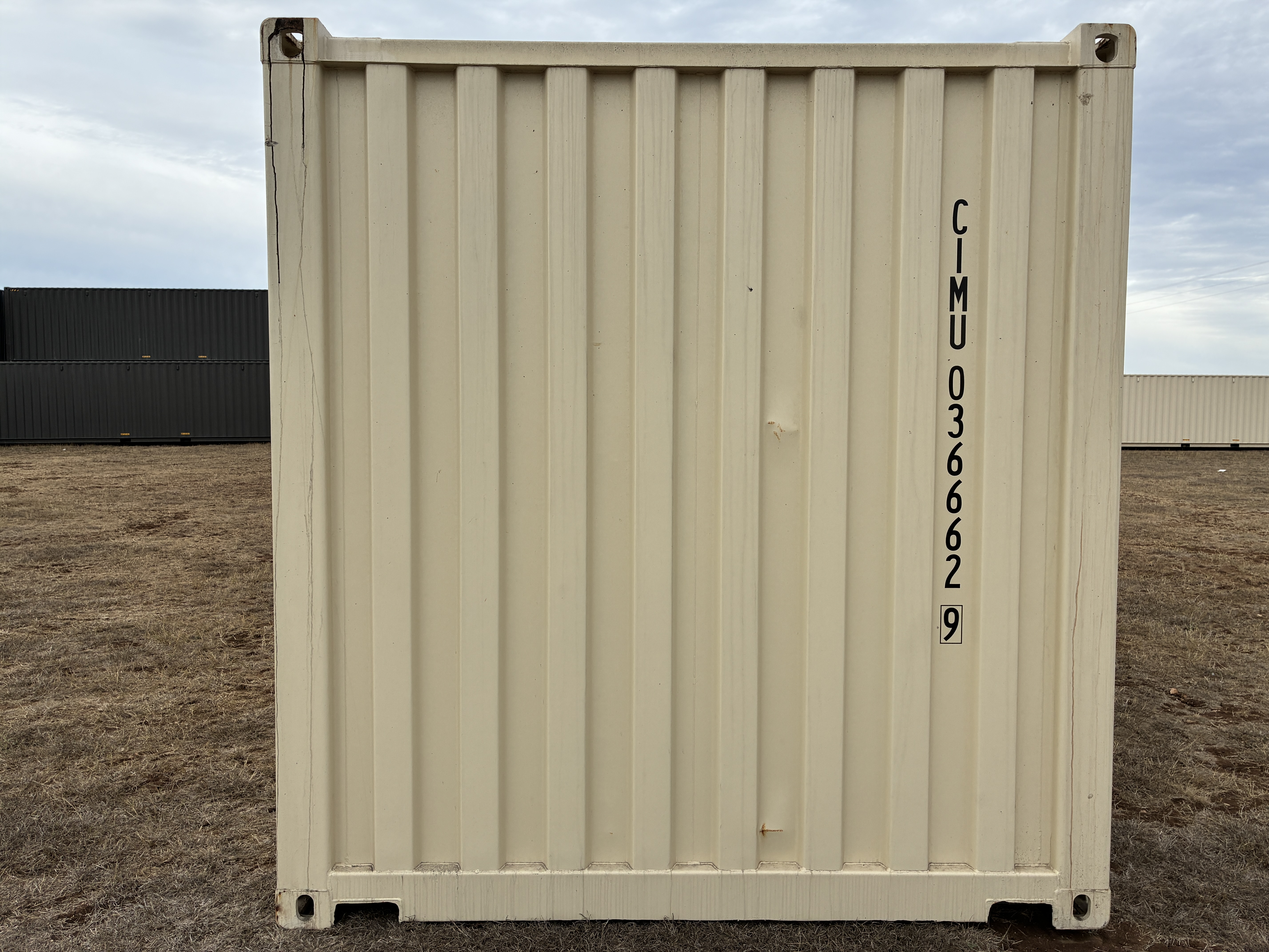 2025 - 20' Container NEW, STANDARD 8'6" TALL, LIGHT IVORY, 2 DOOR, Lock box & STD Handle - 036662