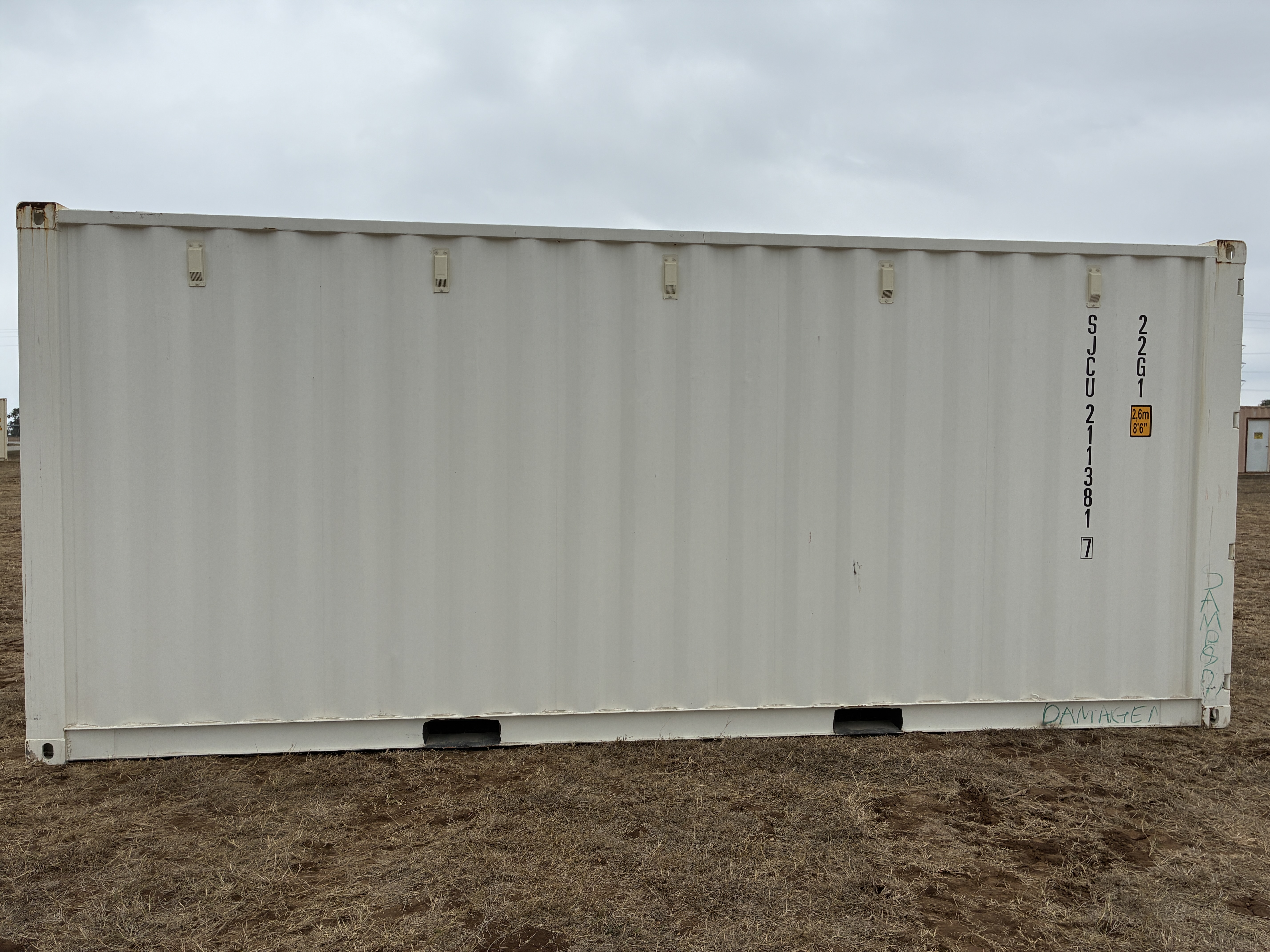 2025 - 20' Container NEW, STANDARD 8'6" TALL, WHITE, 2 DOOR, Lock box & STD Handle -  211381