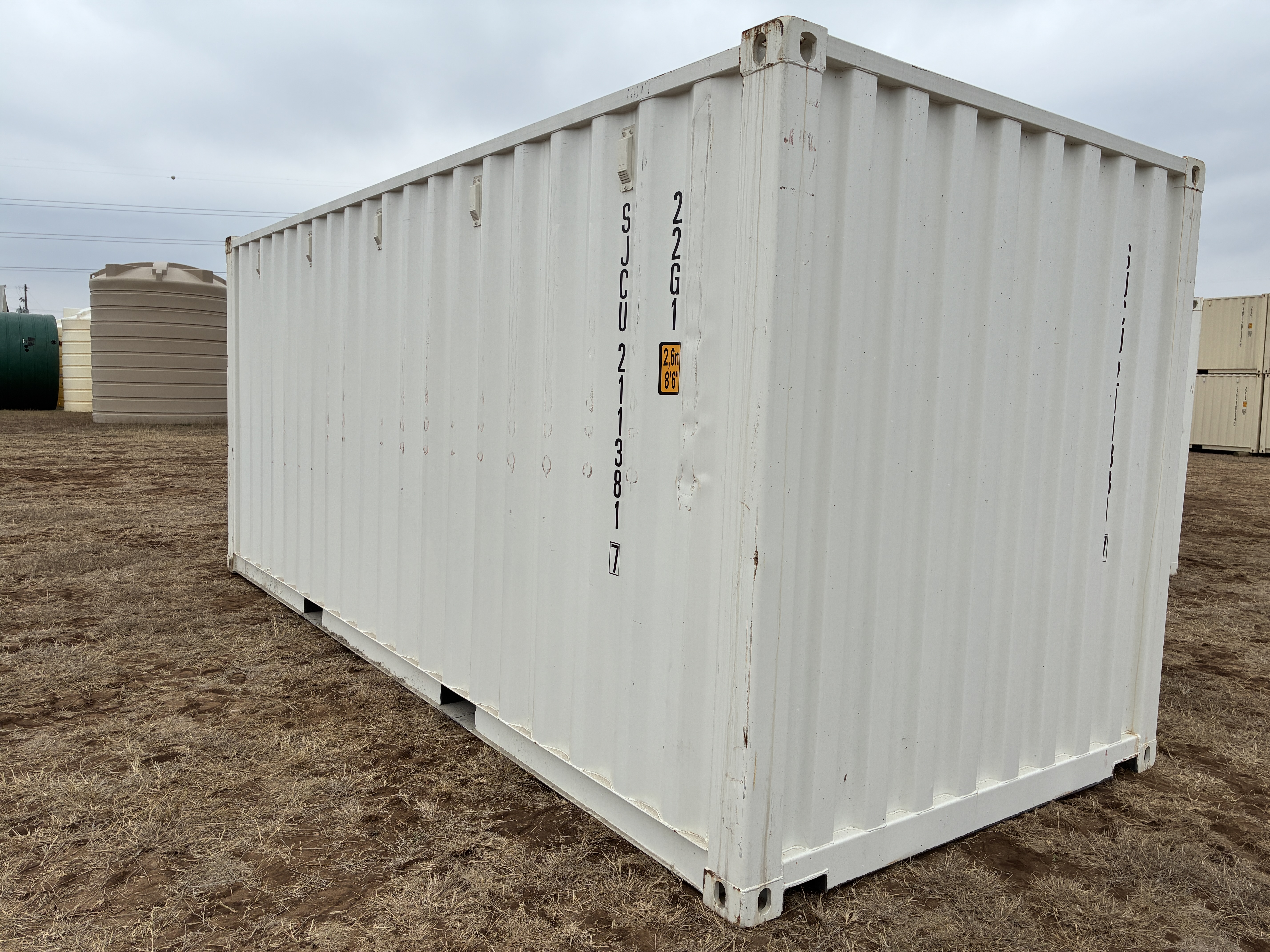 2025 - 20' Container NEW, STANDARD 8'6" TALL, WHITE, 2 DOOR, Lock box & STD Handle -  211381