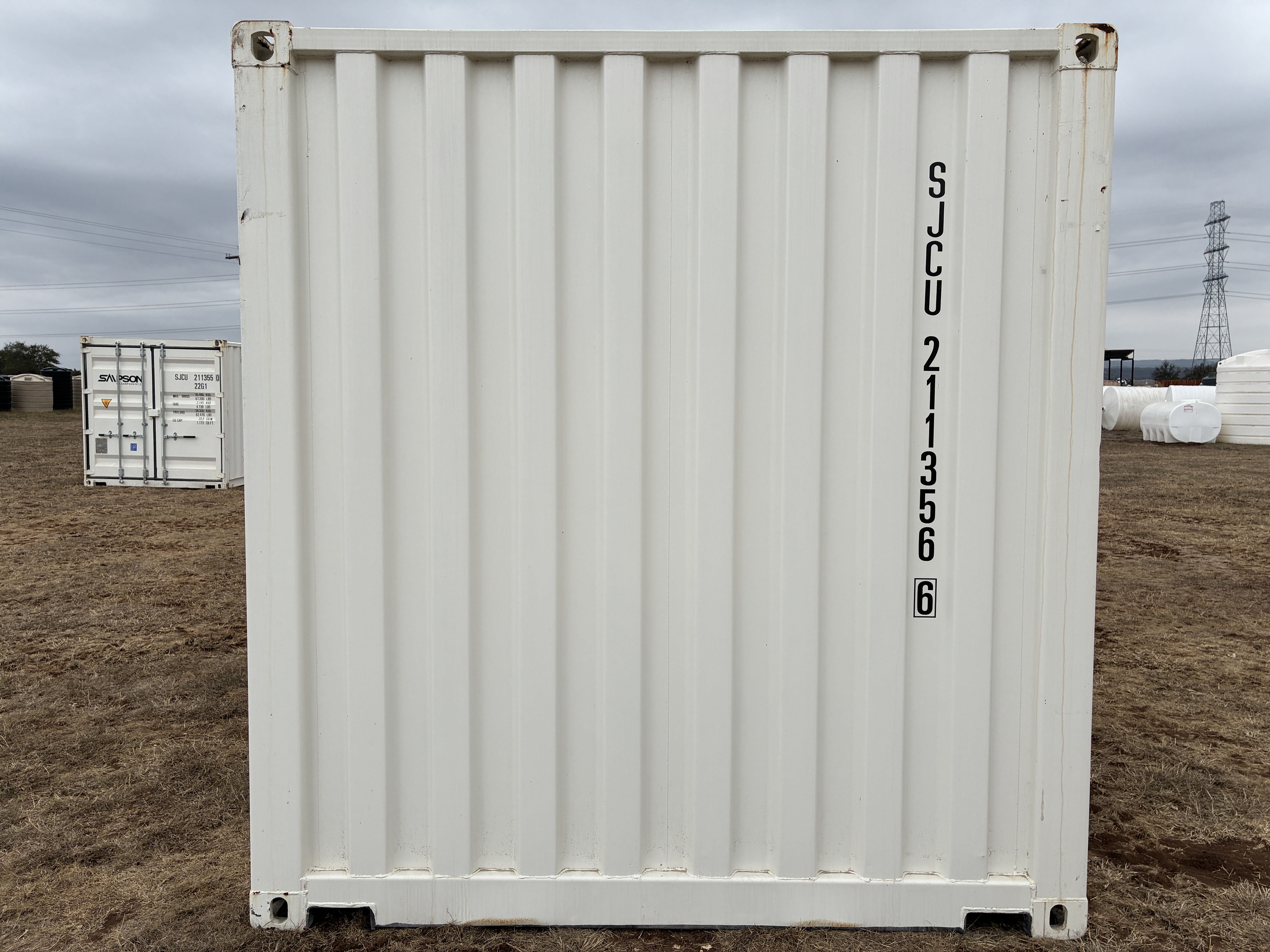 2025 - 20' Container NEW, STANDARD 8'6" TALL, WHITE, 2 DOOR, Lock box & STD Handle - 211356