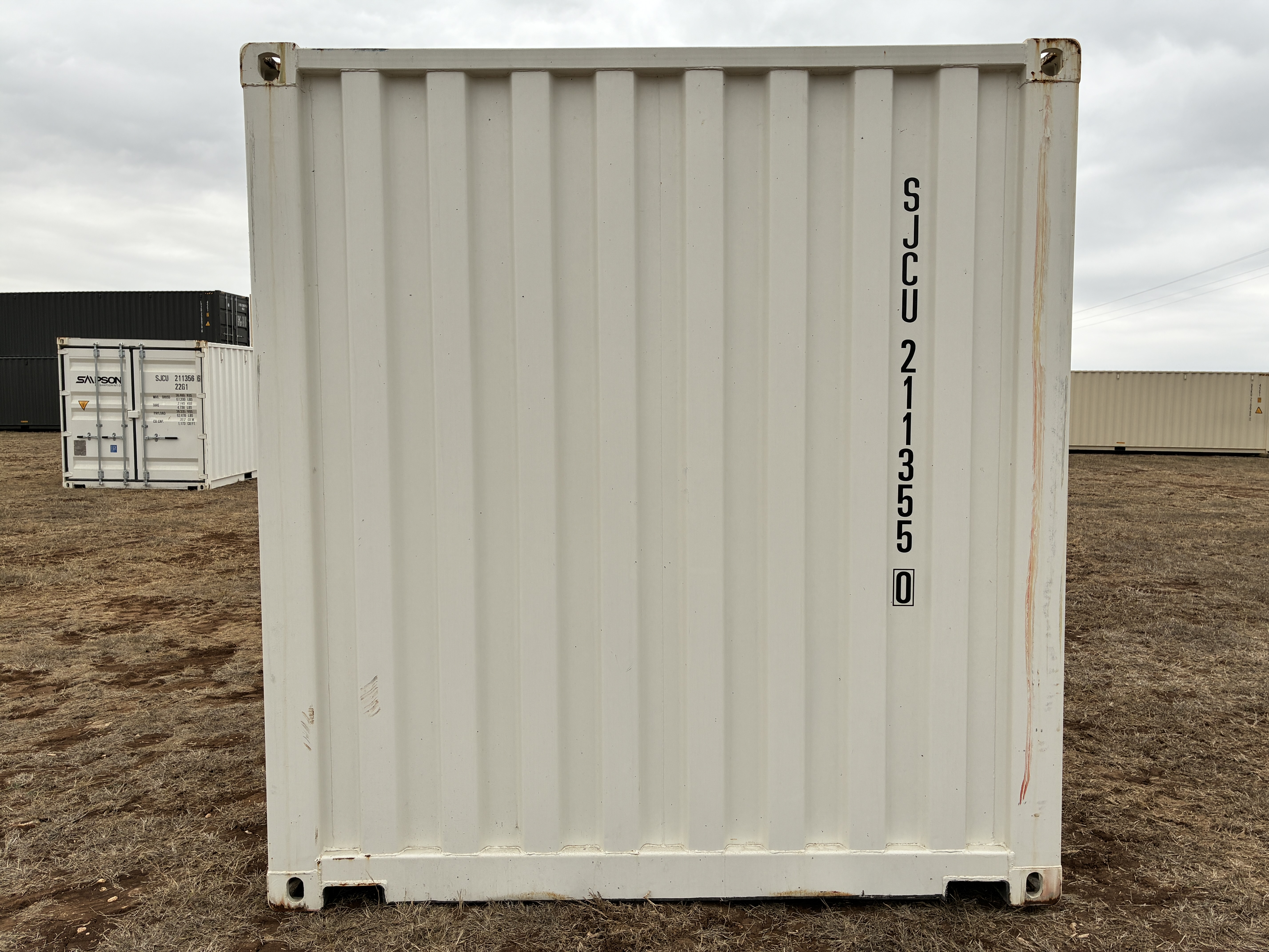 2025 - 20' Container NEW, STANDARD 8'6" TALL, WHITE, 2 DOOR, Lock box & STD Handle -  211355