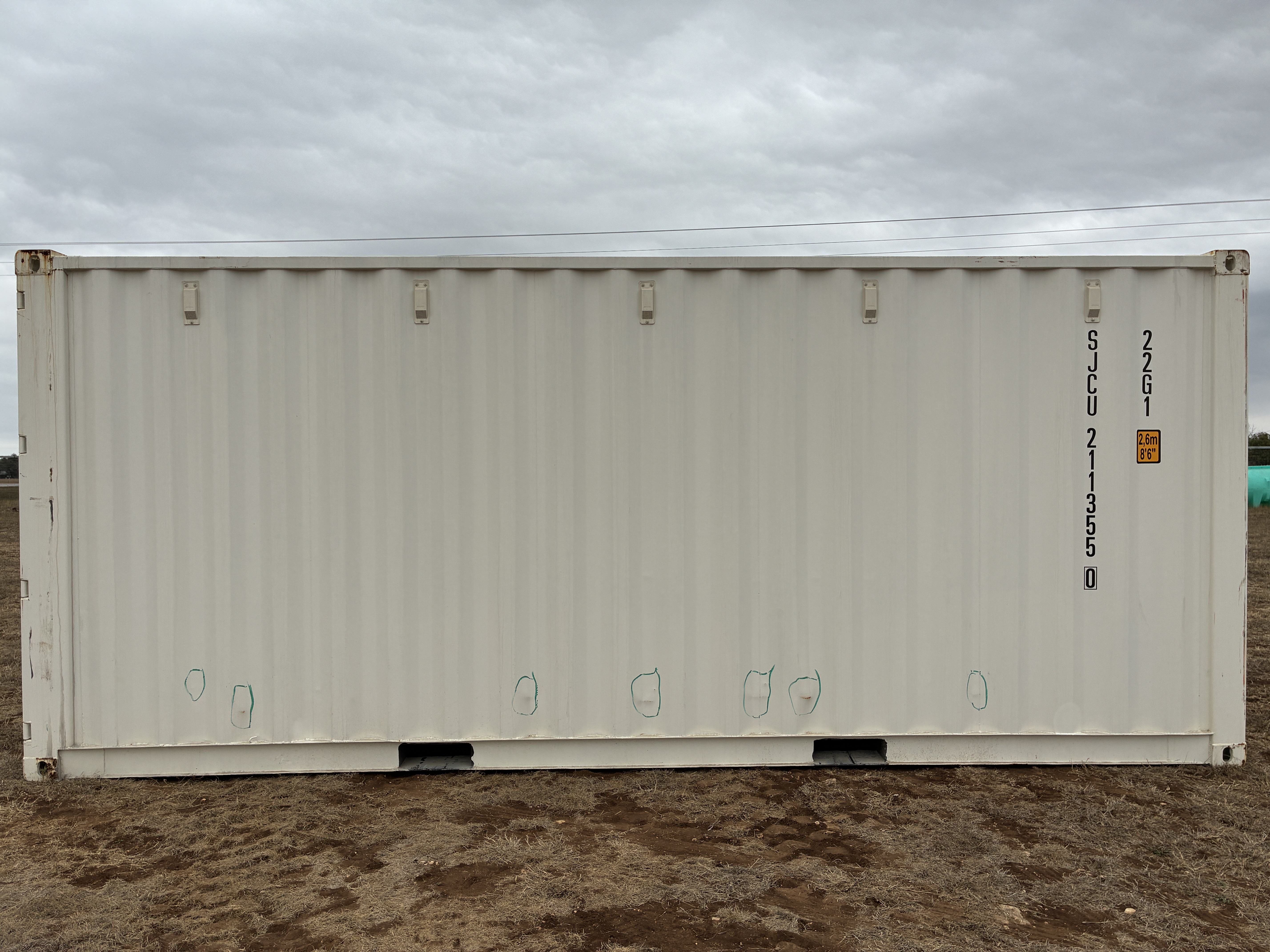 2025 - 20' Container NEW, STANDARD 8'6" TALL, WHITE, 2 DOOR, Lock box & STD Handle -  211355