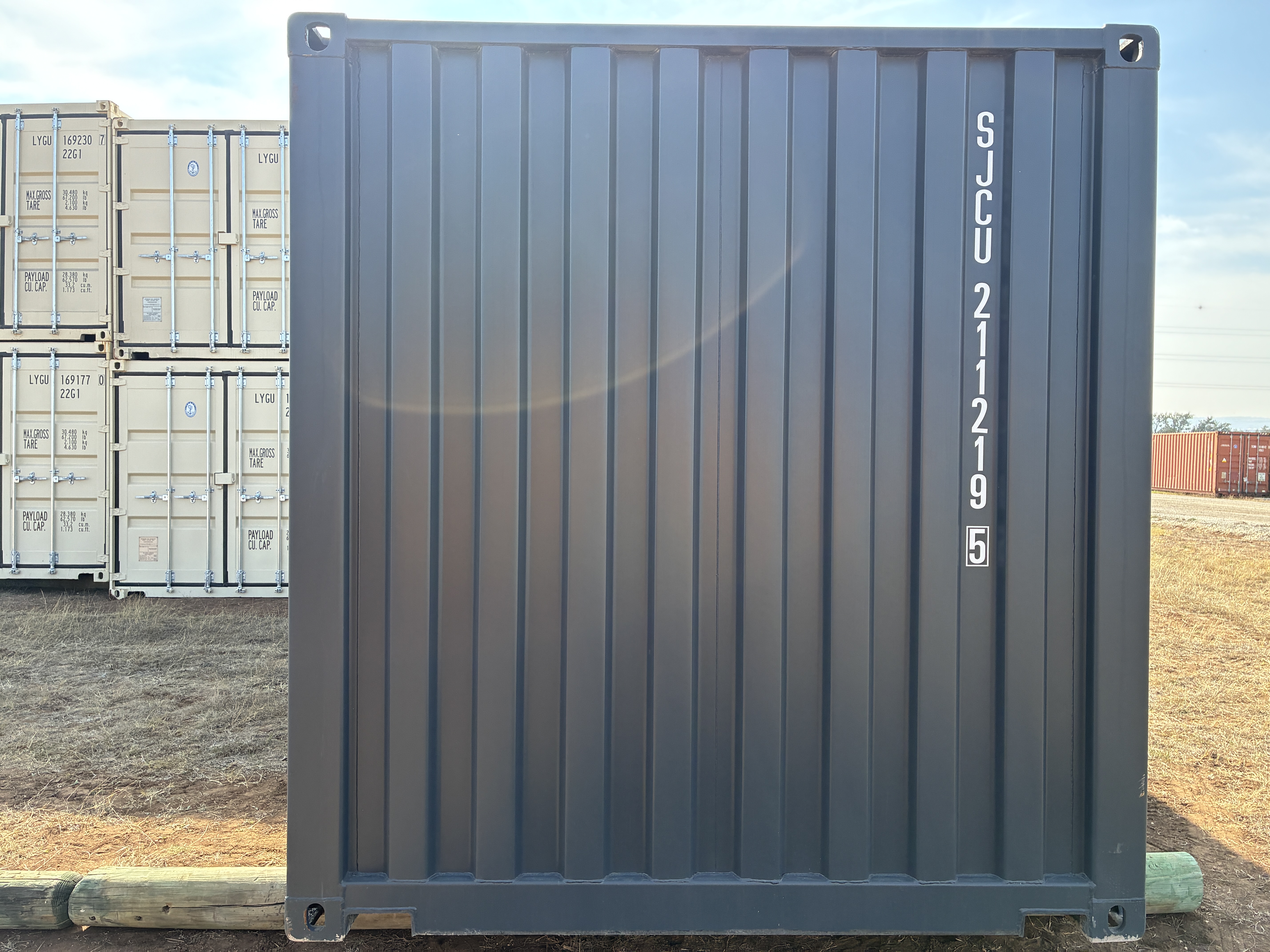 2025 - 20' Container NEW, STANDARD 8'6" TALL, DARK GREY, 2 DOOR, Lock box & STD Handle -  211219