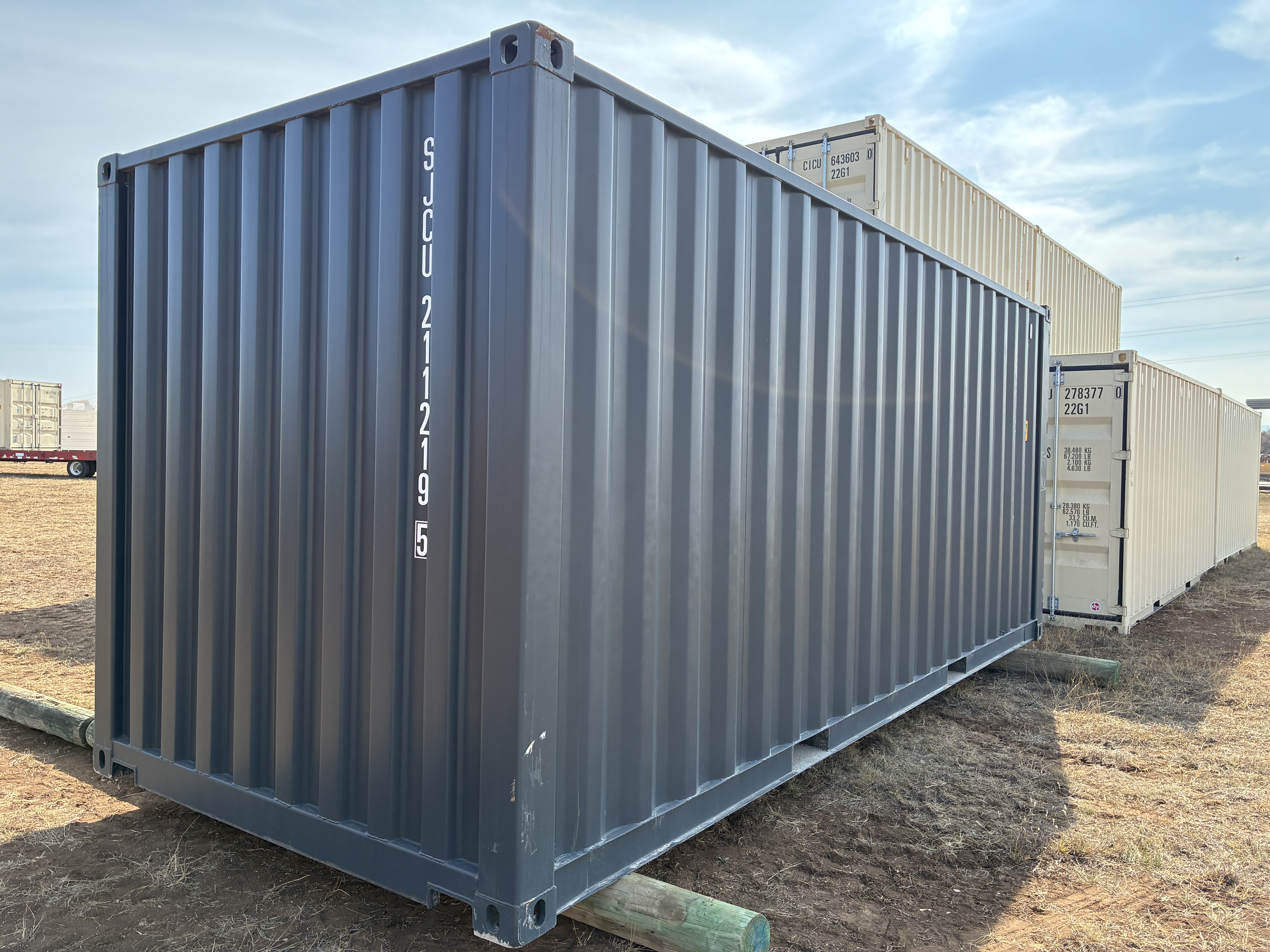 2025 - 20' Container NEW, STANDARD 8'6" TALL, DARK GREY, 2 DOOR, Lock box & STD Handle -  211219