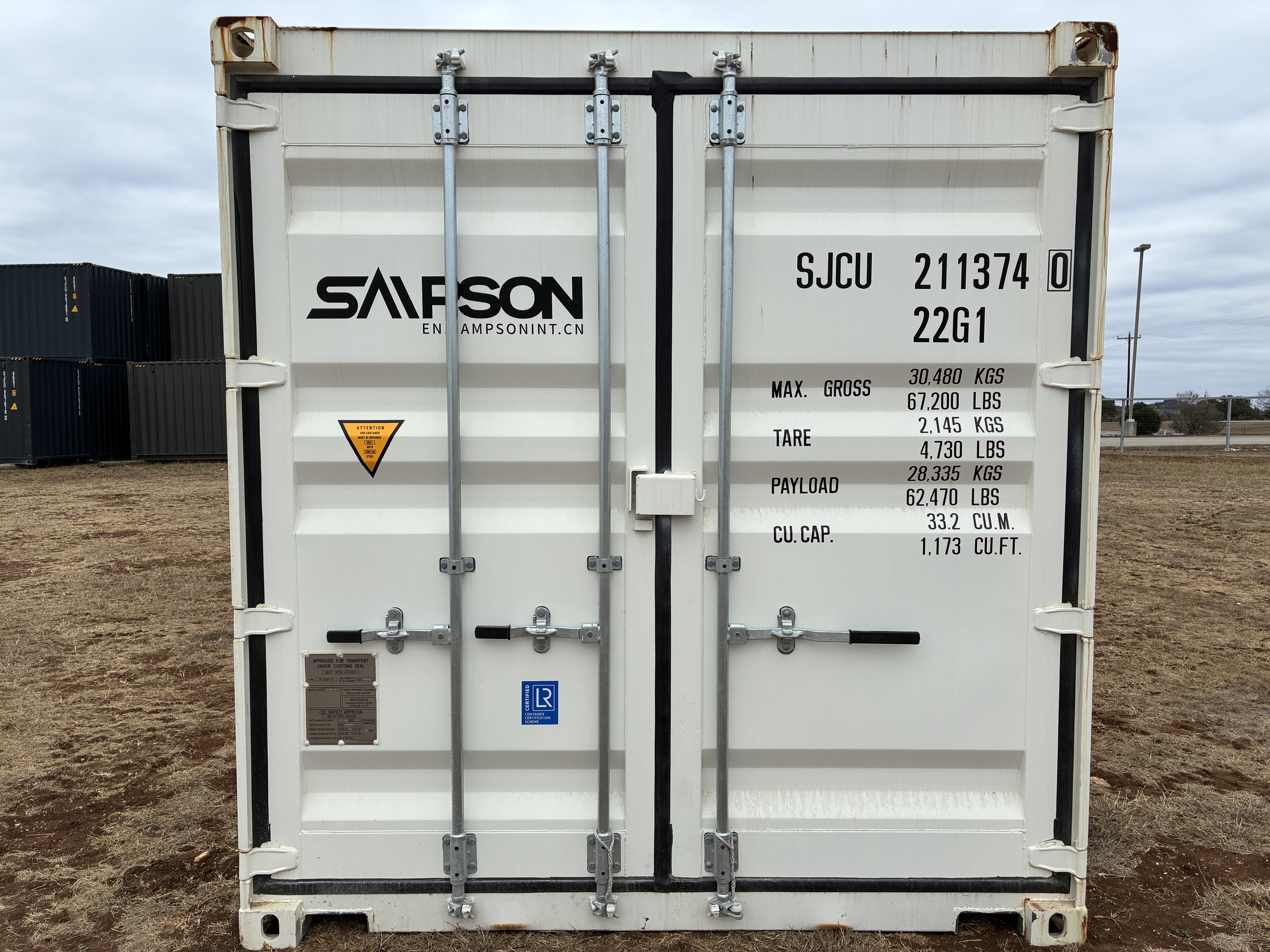 2025 - 20' Container NEW, STANDARD 8'6" TALL, WHITE, 2 DOOR, Lock box & STD Handle - 211374