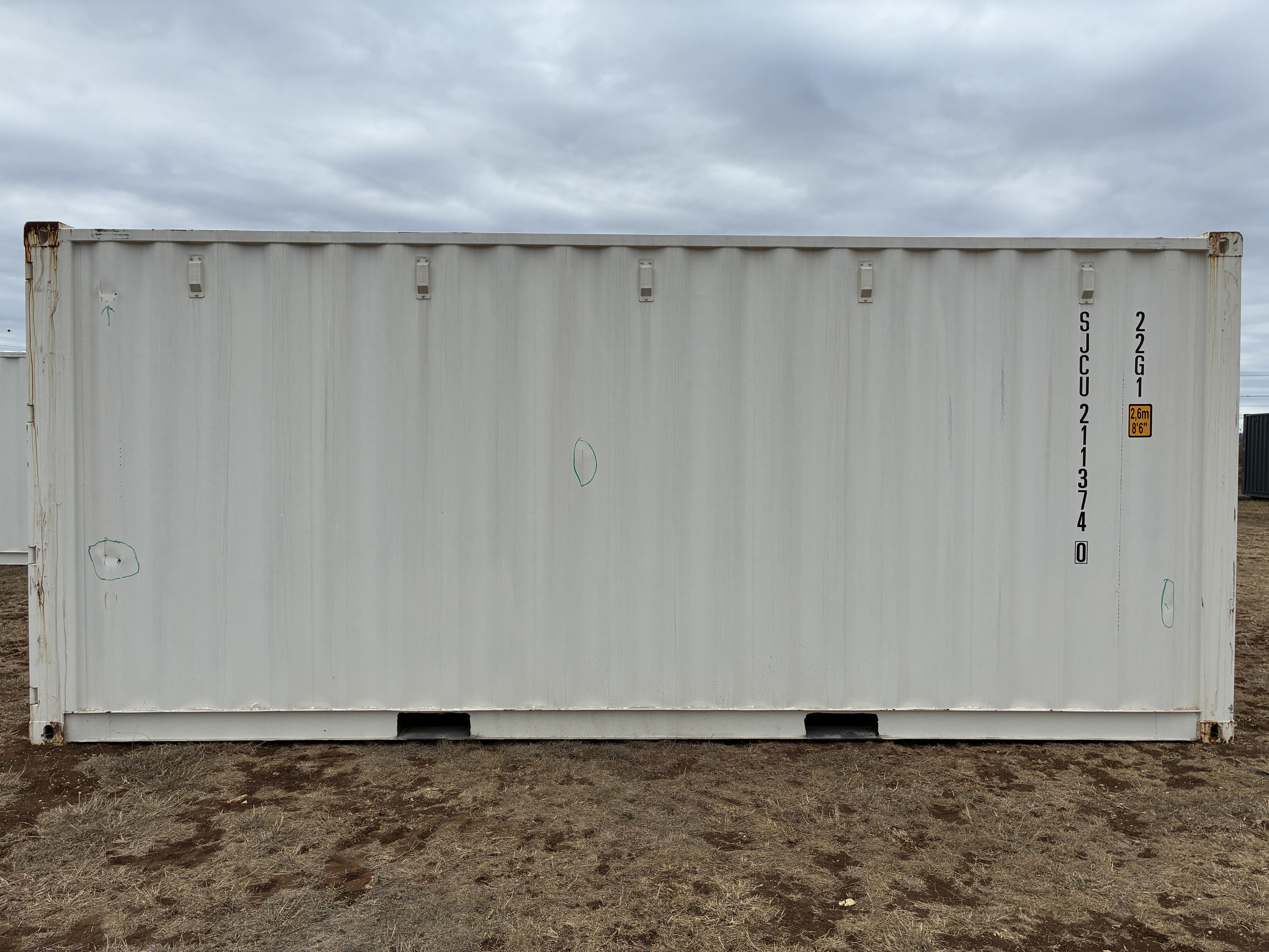2025 - 20' Container NEW, STANDARD 8'6" TALL, WHITE, 2 DOOR, Lock box & STD Handle - 211374