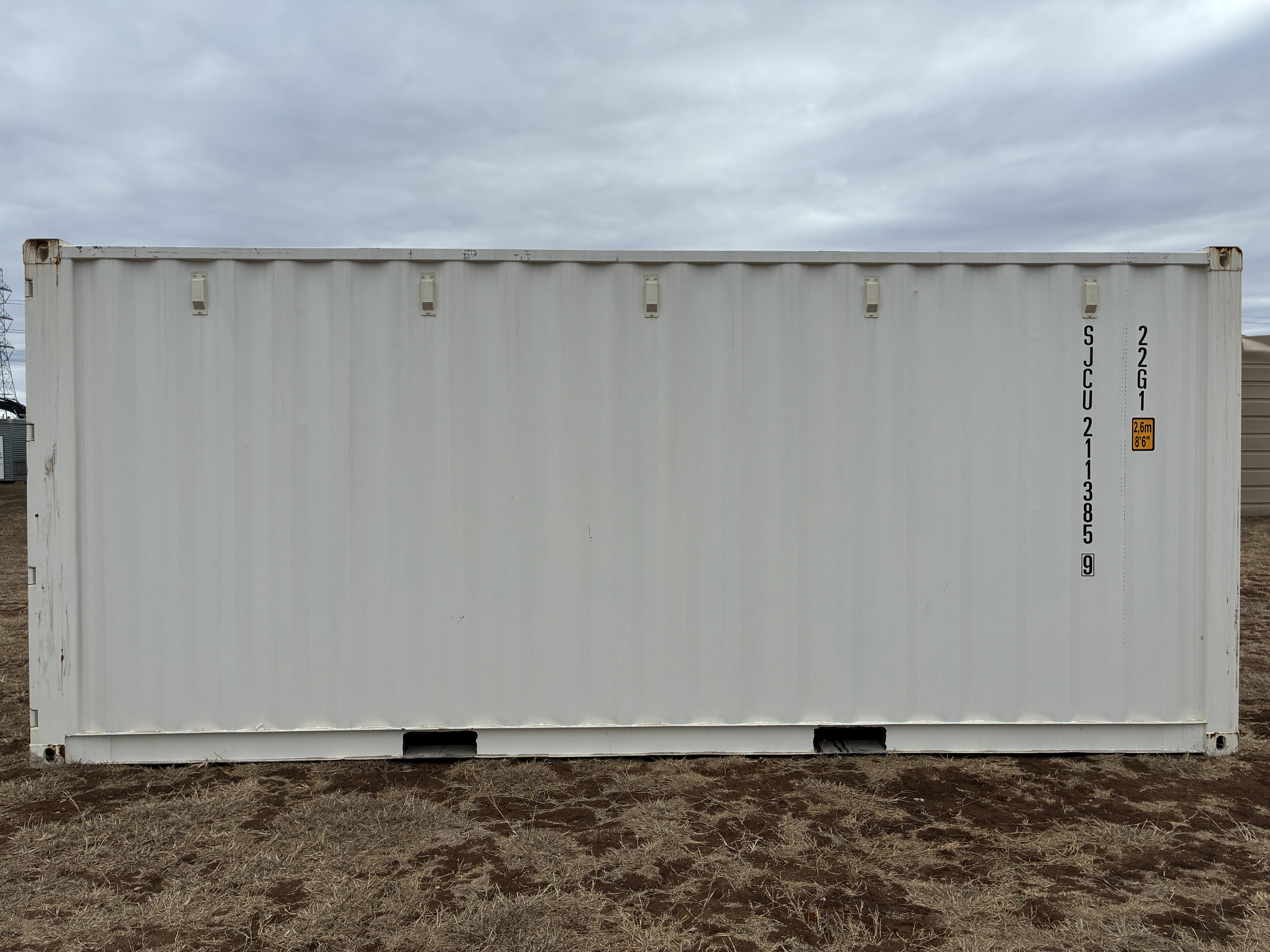 2025 - 20' Container NEW, STANDARD 8'6" TALL, WHITE, 2 DOOR, Lock box & STD Handle - 211385