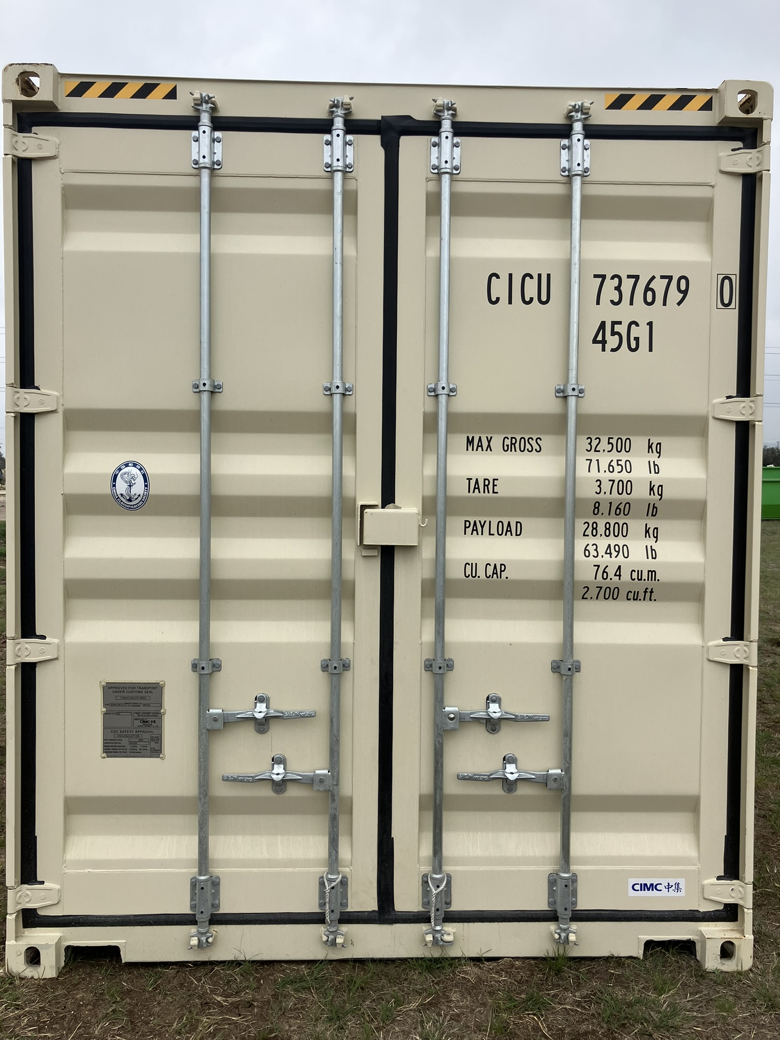 1 Trip 40ft High Cube 9'6" Light Ivory 2 Door End STD Handle