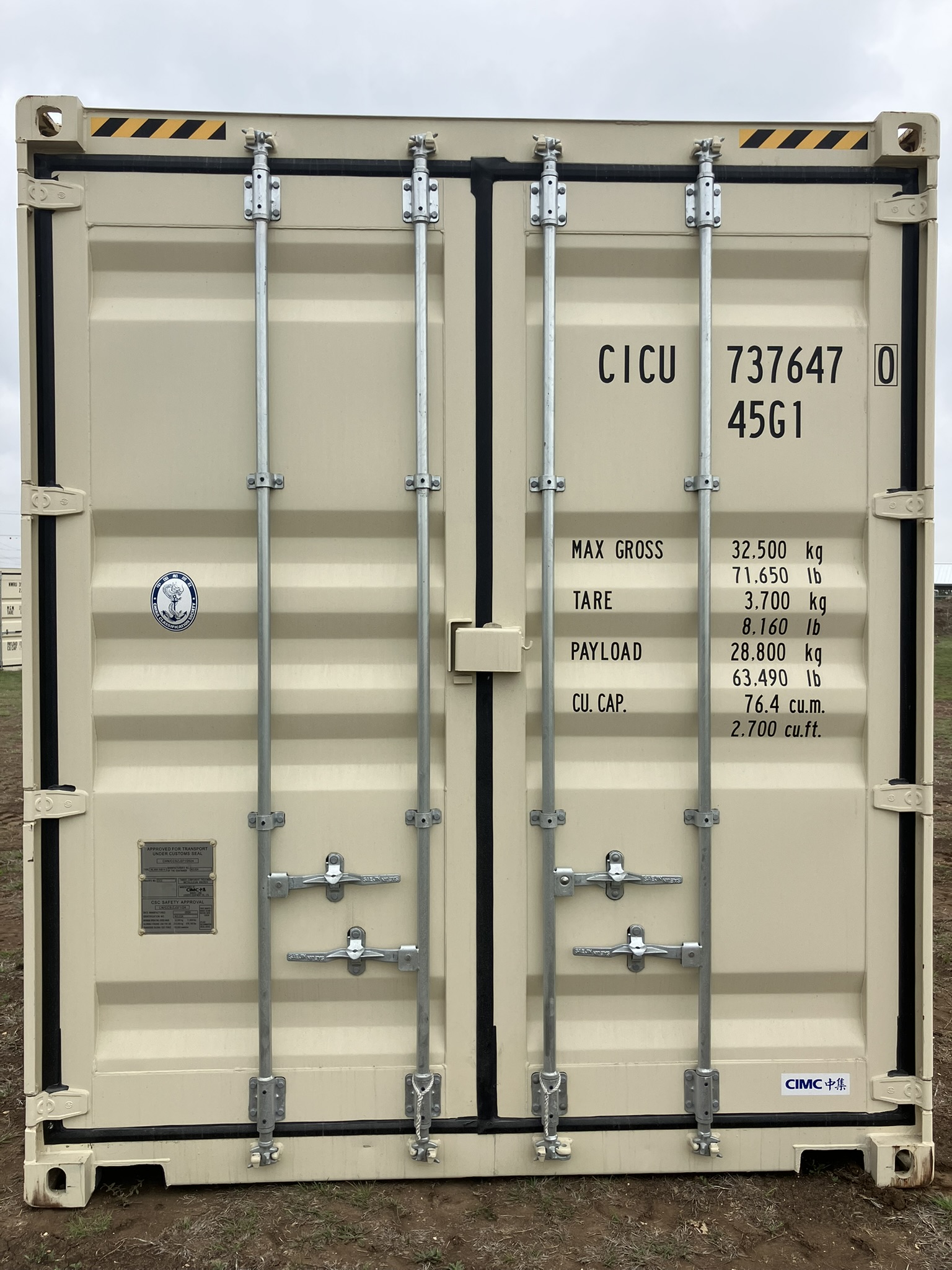 1 Trip 40ft High Cube 9'6" Light Ivory 2 Door End STD Handle