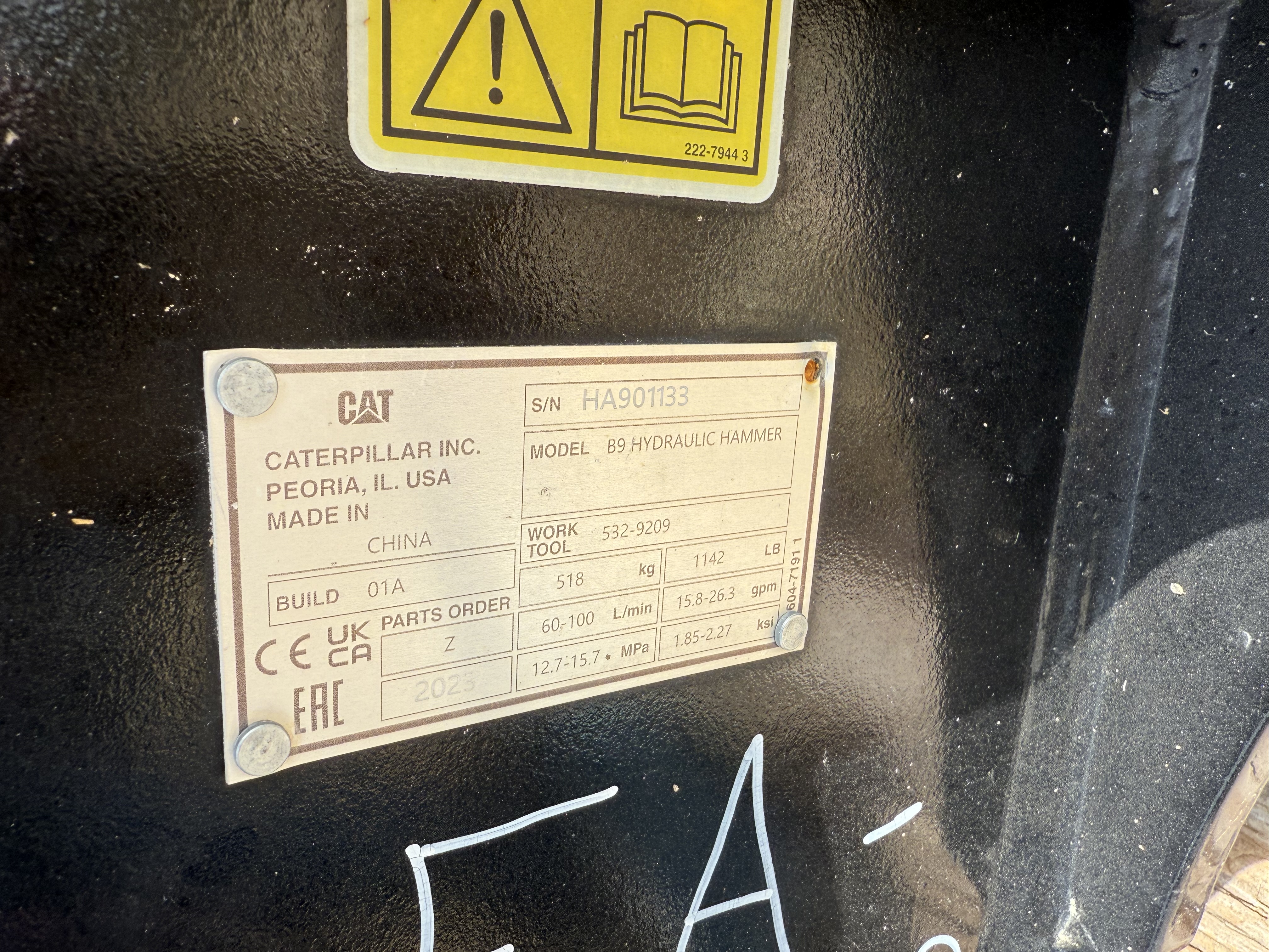 CP-HH-01 - 2023 CAT B9 Hydraulic Hammer
